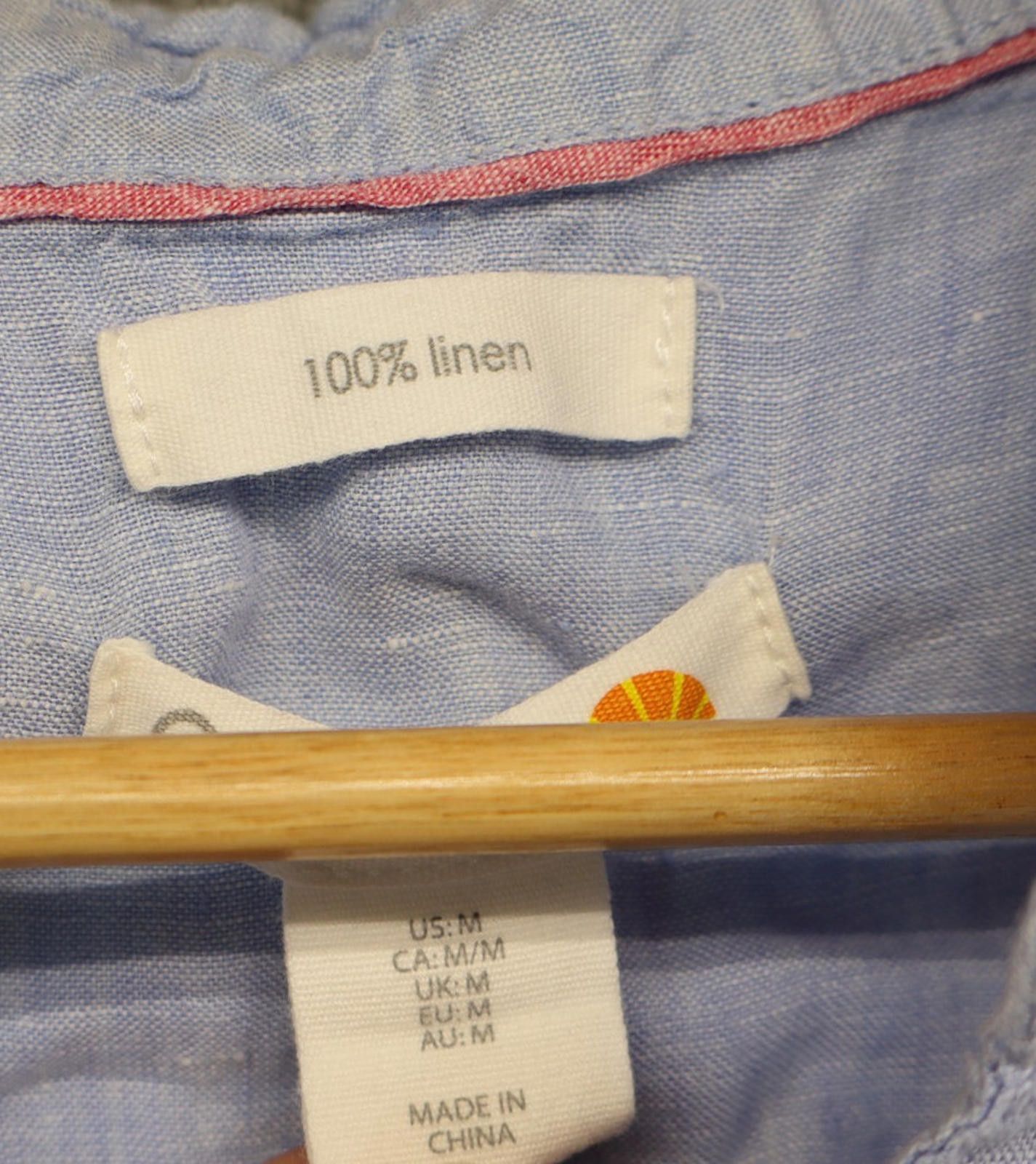 Other C&C California Shirt Women Medium Blue Linen Long Roll Tab Size M / US 6-8 / IT 42-44 - 3 Thumbnail