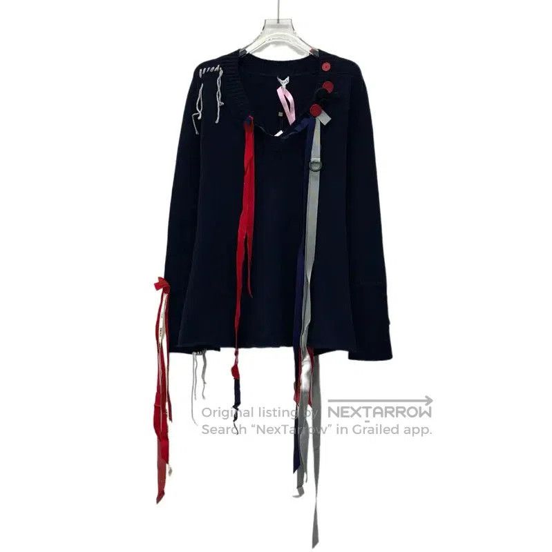 Loewe Loewe Women's Navy Wool Knit Top with Ribbons . Size XS / US 0-2 / IT 36-38 - 1 Thumbnail