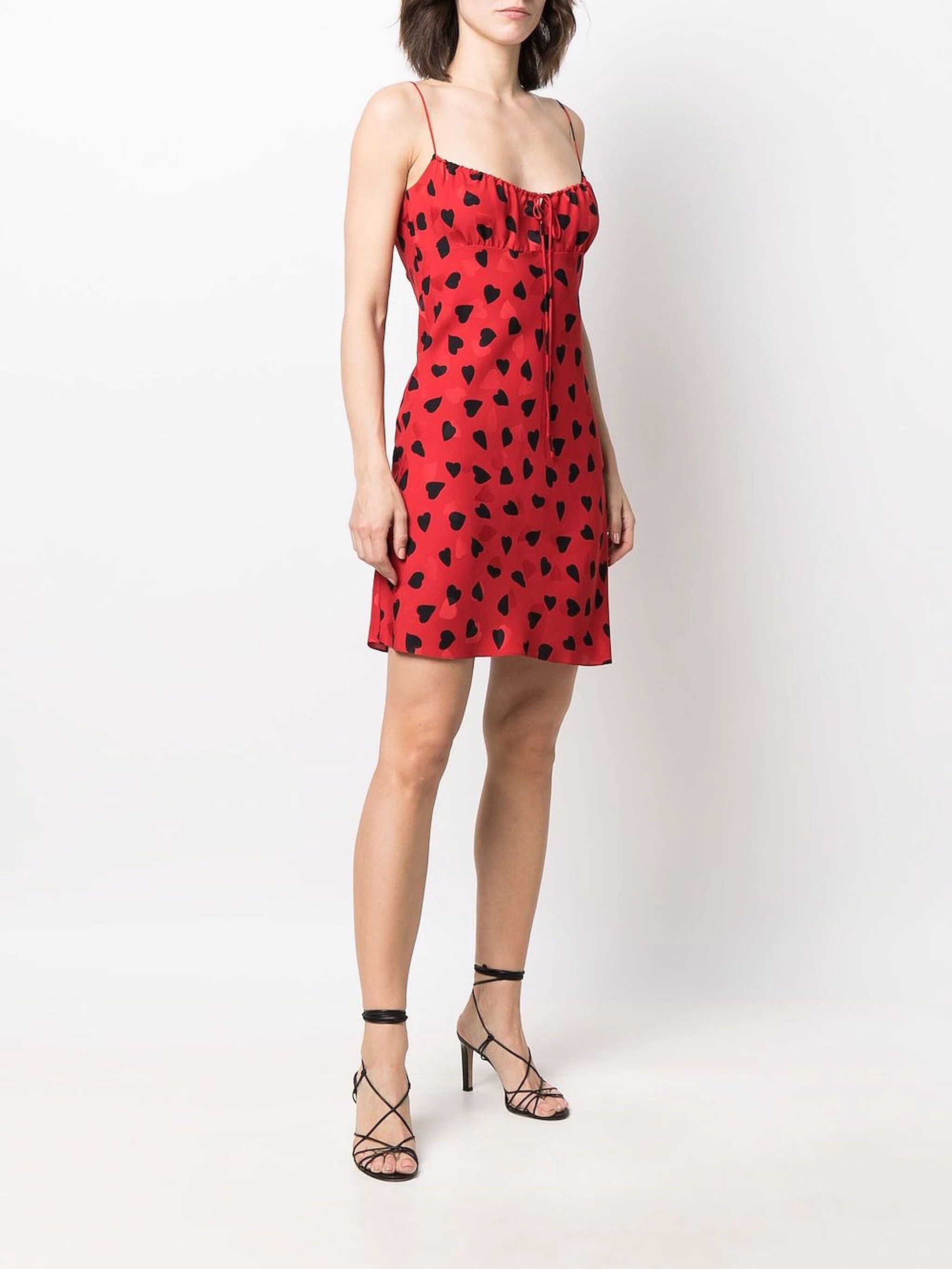 Saint Laurent Paris o1s1wg111024 Sleeveless Dress Matte Shiny Silk in Red/Black Size M / US 6-8 / IT 42-44 - 3 Thumbnail