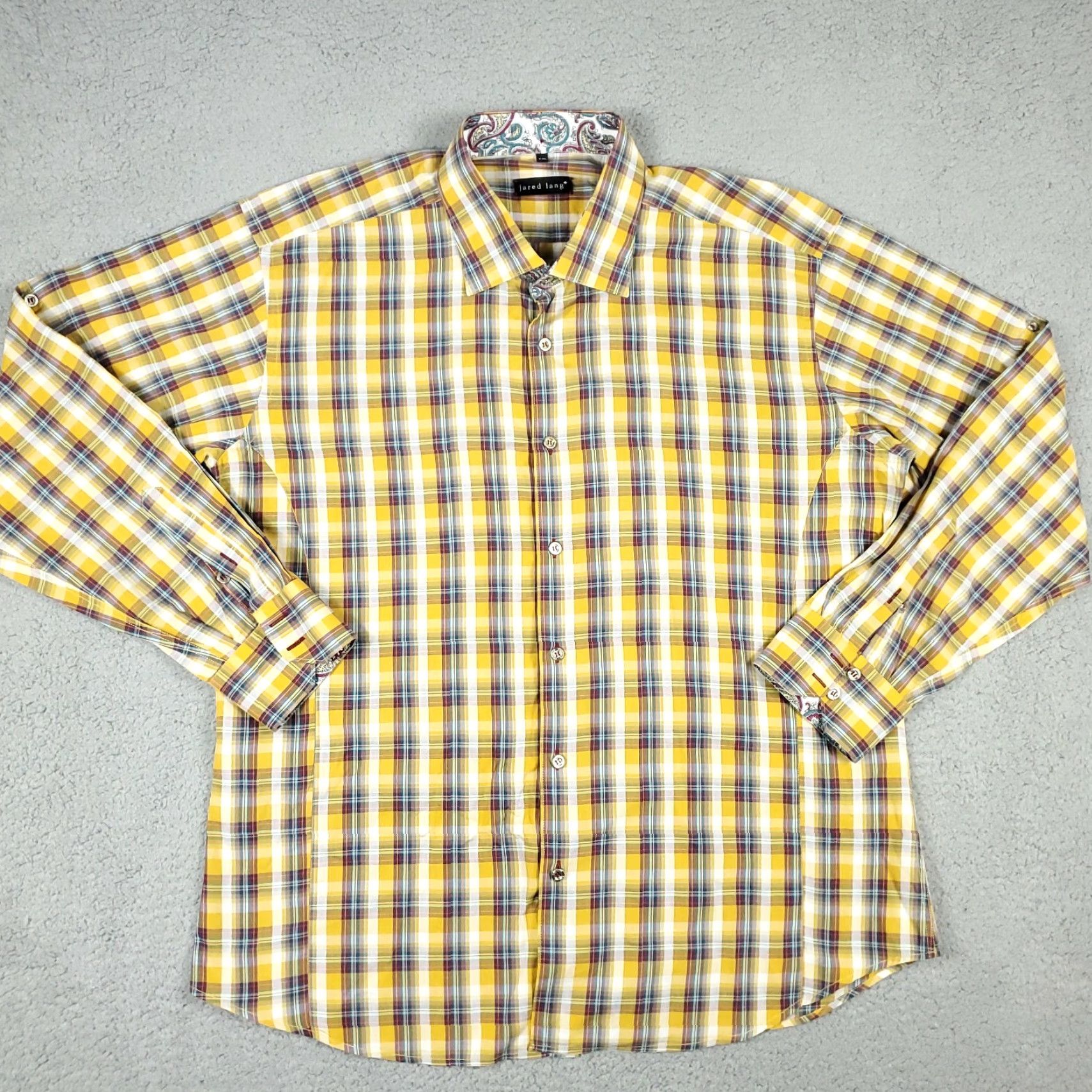 Jared Lang Jared Lang Yellow Plaid Button-Up Shirt 2XL Men’s Long Sleeve Cotton Casual Fit Shirt Mens Size 2XL Yellow Plaid Casual Button-Front Men’s Shirt Size US XXL / EU 58 / 5 - 2 Thumbnail