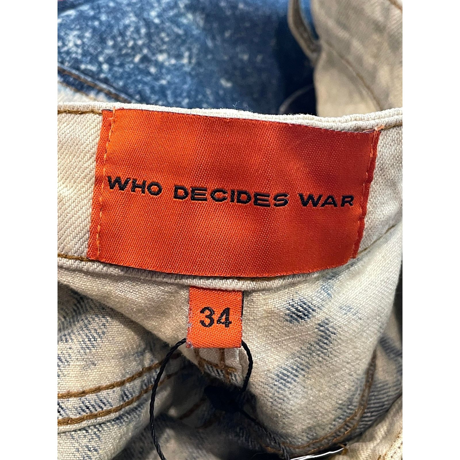 Who Decides War WDW Bleached Scripture Denim Dark Wash Jeans Size US 34 / EU 50 - 7 Thumbnail