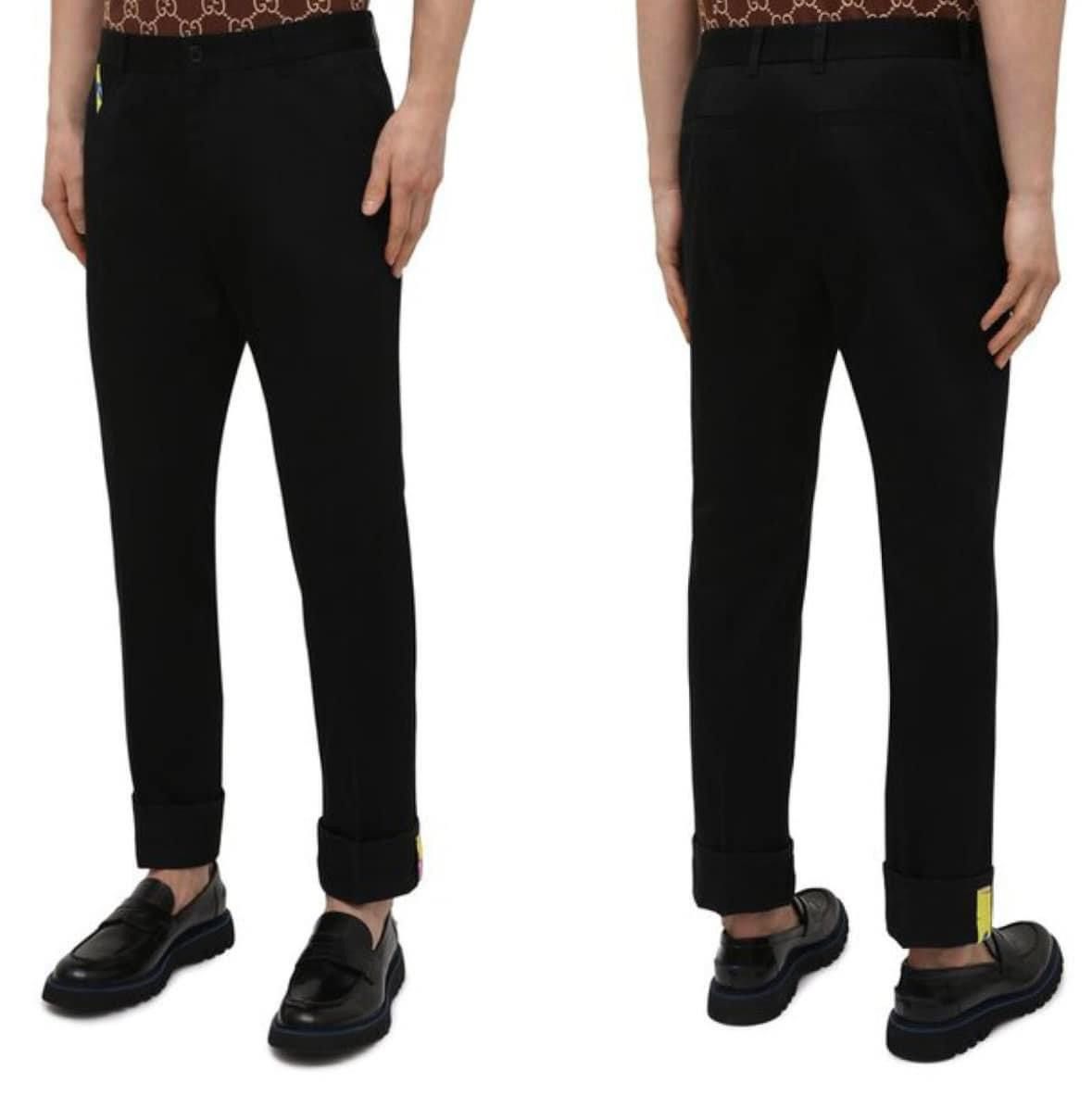 Versace Black / Multicolor Print Slim Pants