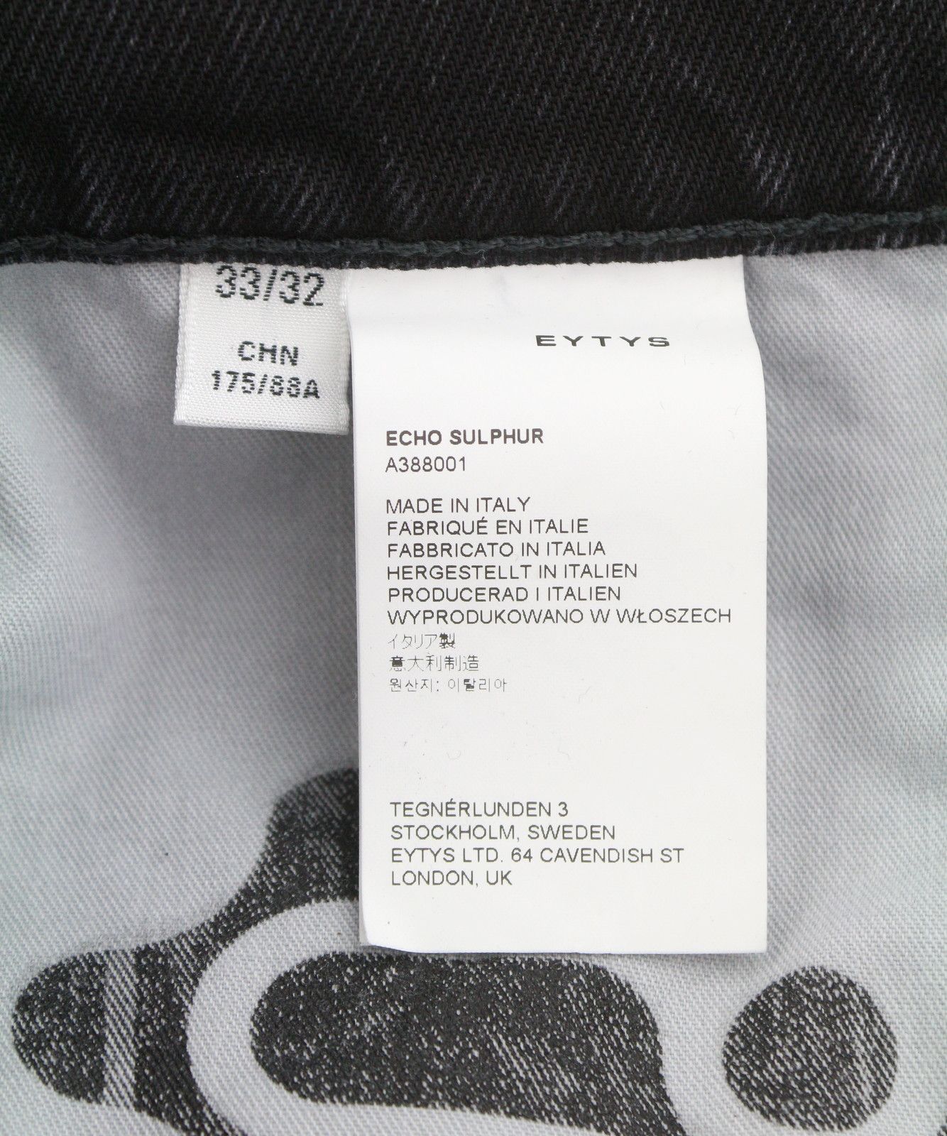Eytys ECHO SULPHUR ULTRA BAGGY W33/L32 Black Faded RRP370 89325 Size US 33 - 11 Thumbnail