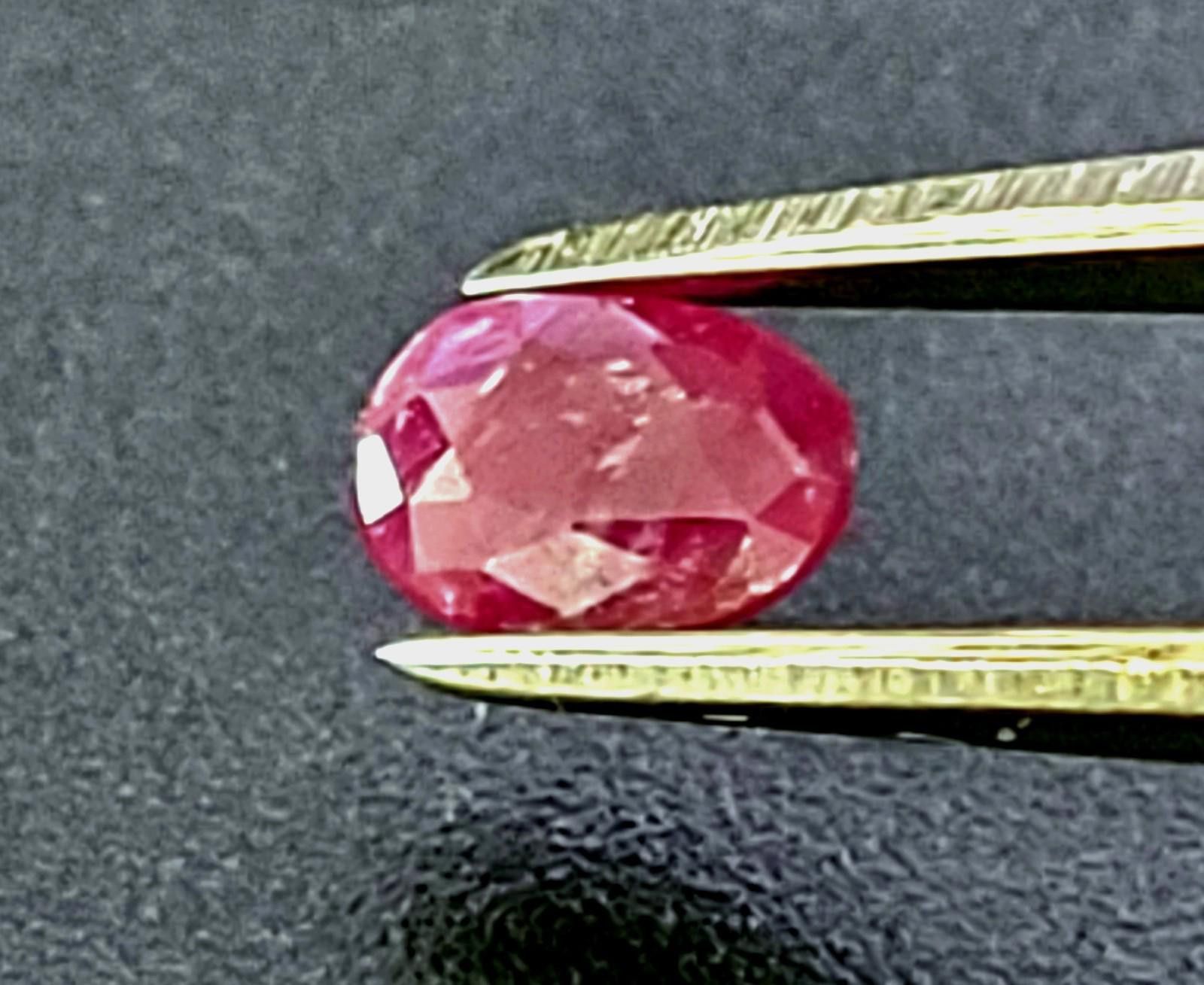100% Natural Certified Corundum Ruby Oval Untreated 0.74ct
