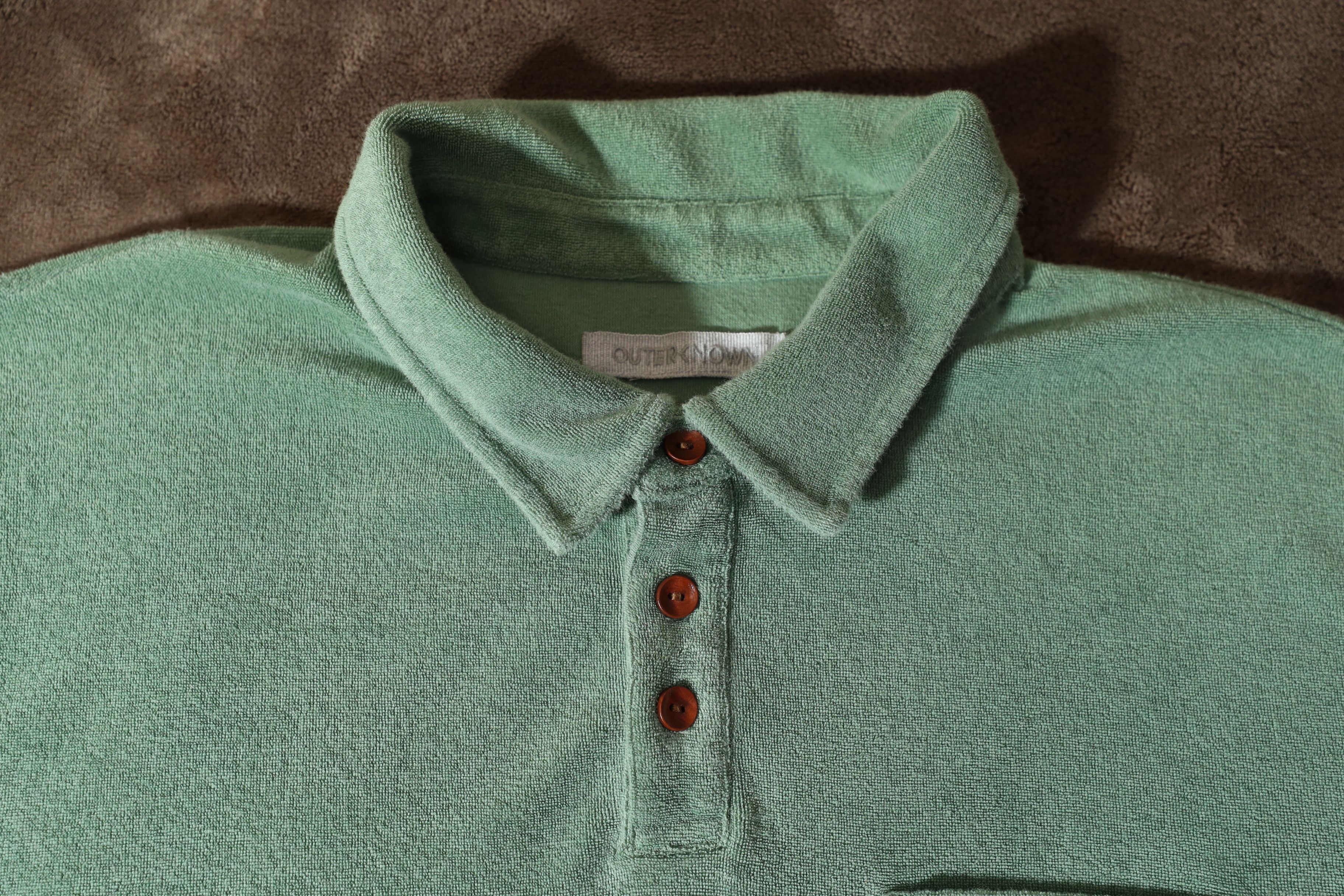 Outerknown Outerknown Hightide Green Terry Cloth Polo Shirt (L) Size US L / EU 52-54 / 3 - 6 Thumbnail