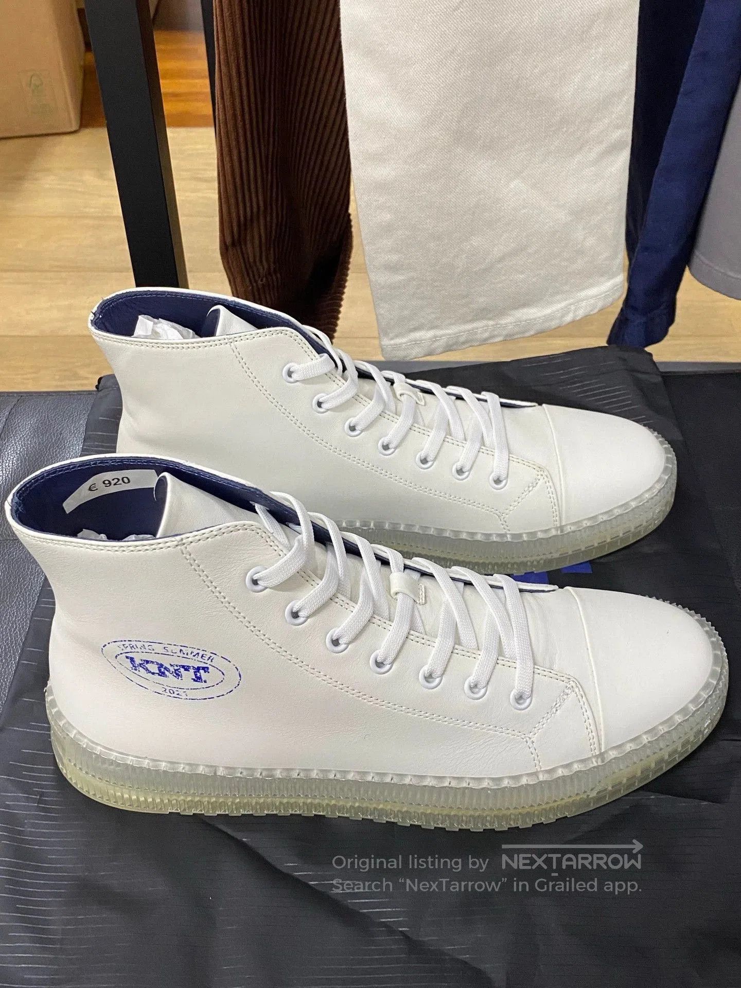 Emporio Armani Kiton Men's Casual High-Top Sneakers White. Size US 6 / EU 39 - 2 Thumbnail