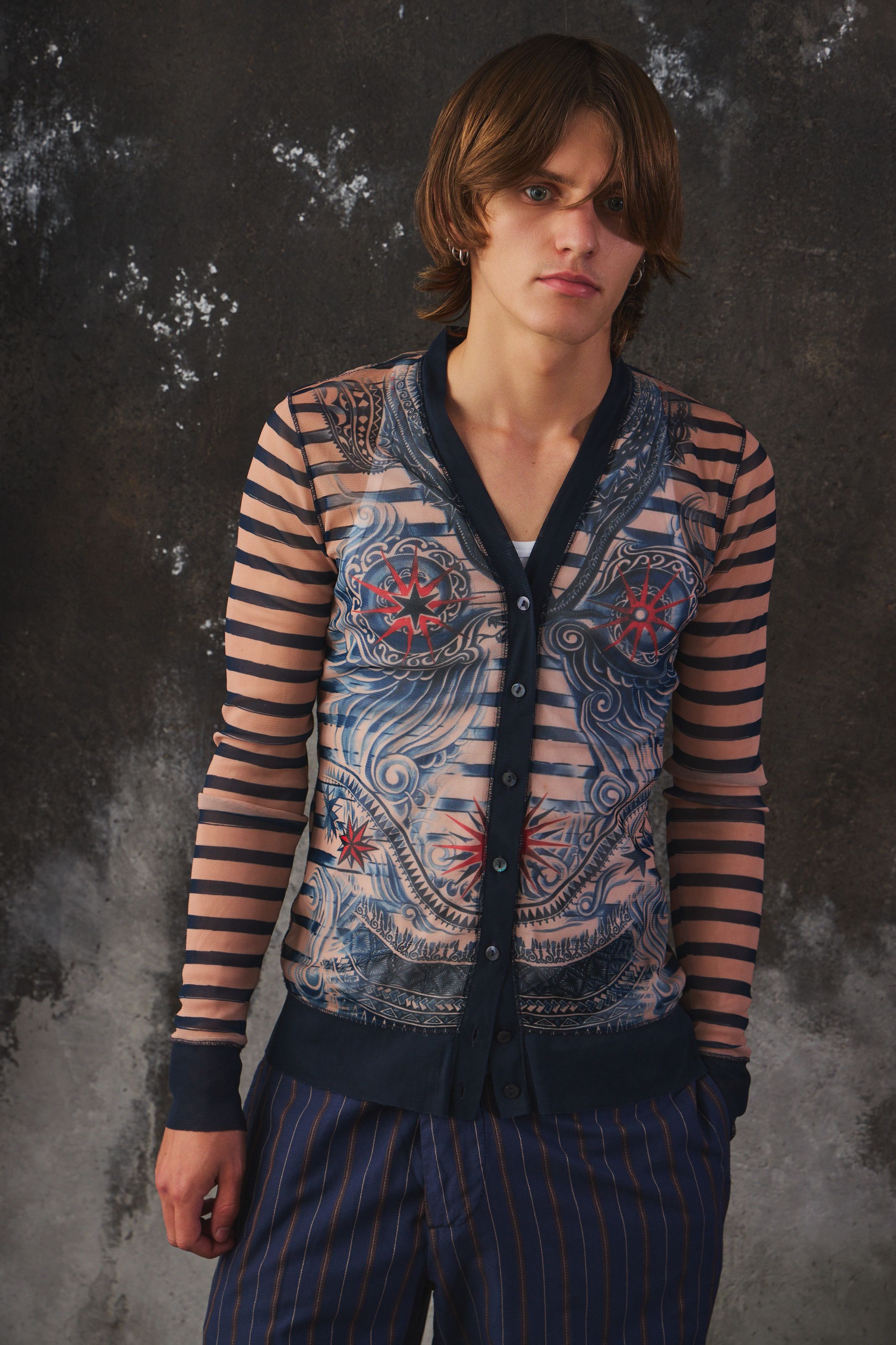 Jean Paul Gaultier Jean Paul Gaultier × LINDEX 2014 mesh printed Cardigan Size US M / EU 48-50 / 2 - 2 Thumbnail
