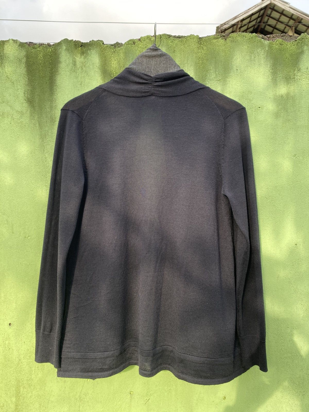 Japanese Brand Plasis Shawl Collar Knit Cardigan Dark Navy Minimalist Japan Size US M / EU 48-50 / 2 - 10 Thumbnail