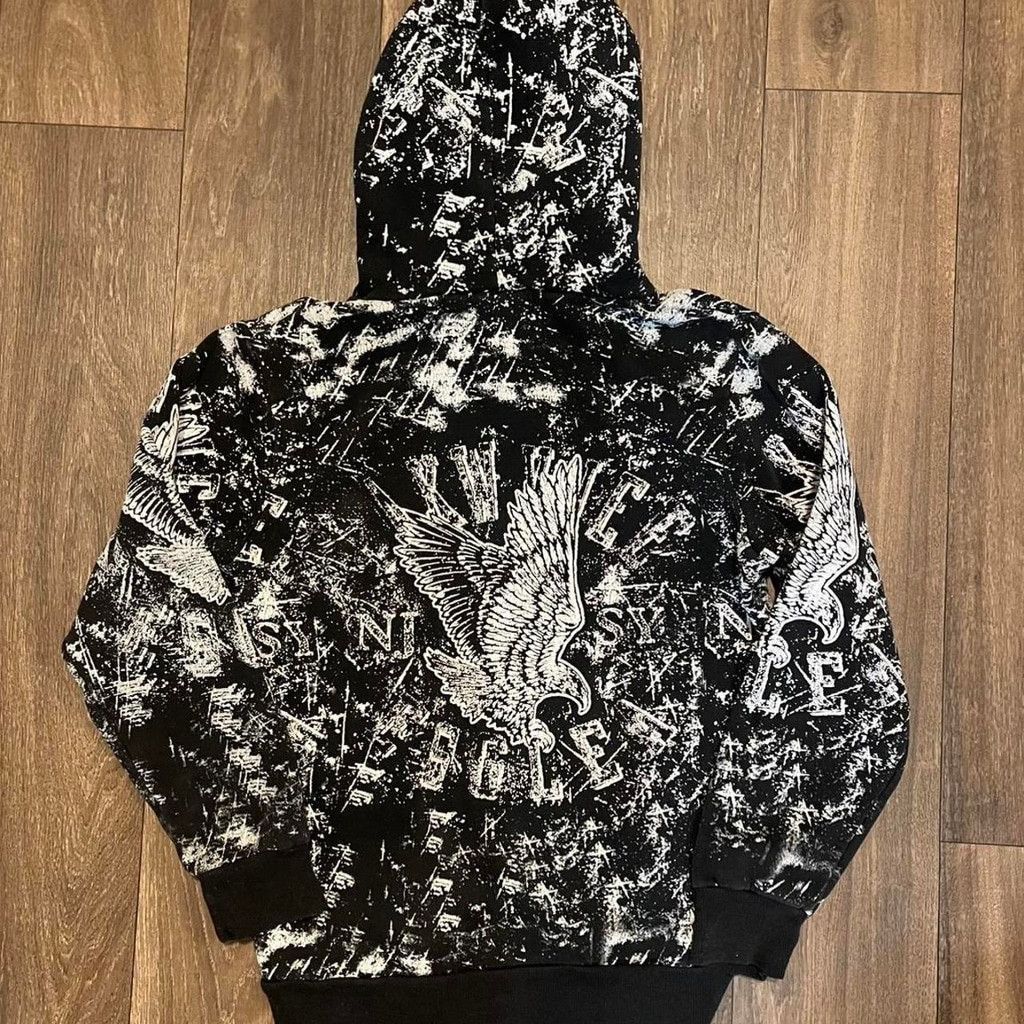 Other Eagle black and white grunge Y2K hoodie size L Size US L / EU 52-54 / 3 - 3 Thumbnail
