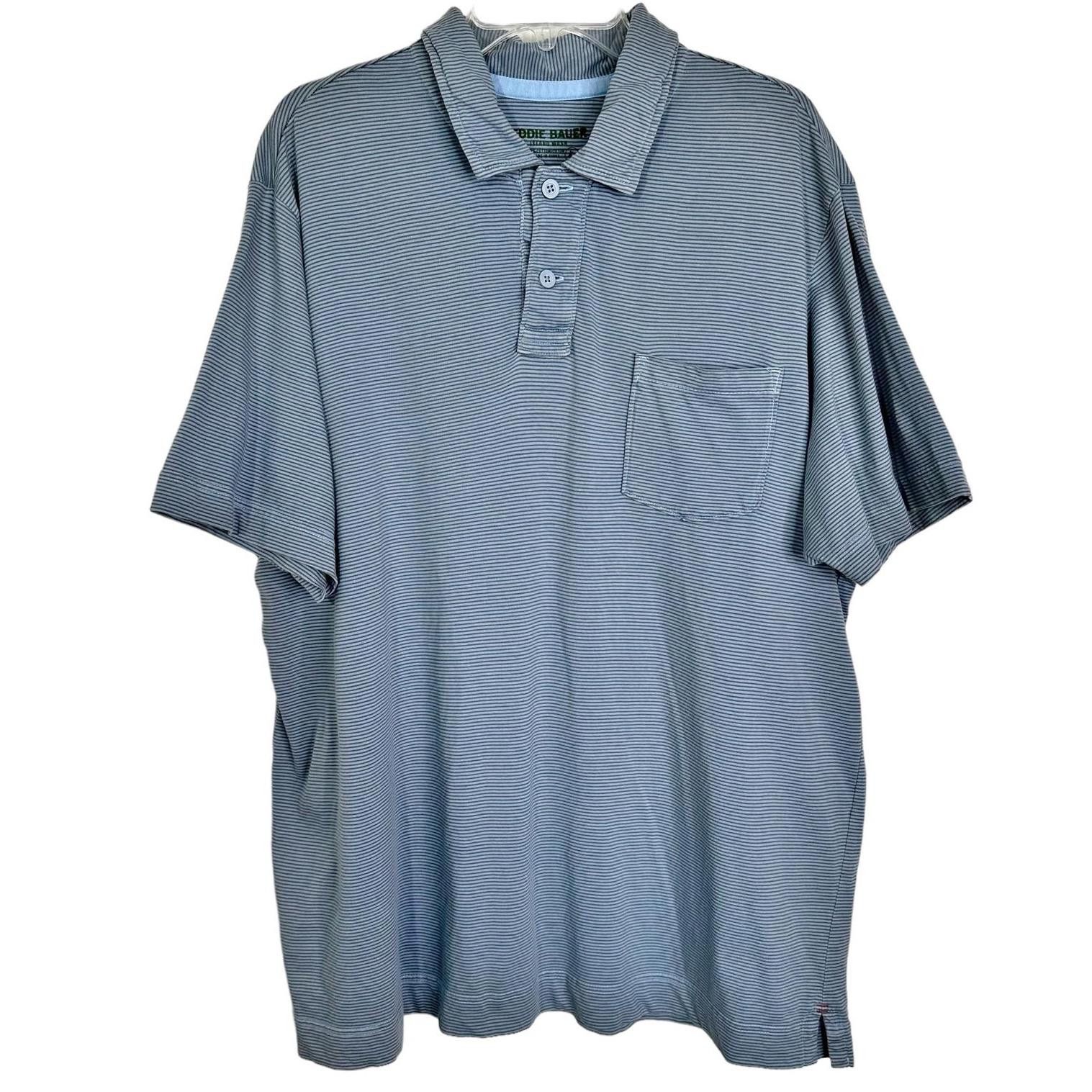 Eddie Bauer Eddie Bauer Island Wash Striped SS Polo Shirt Blue Men’s XL Size US XL / EU 56 / 4 - 1 Thumbnail