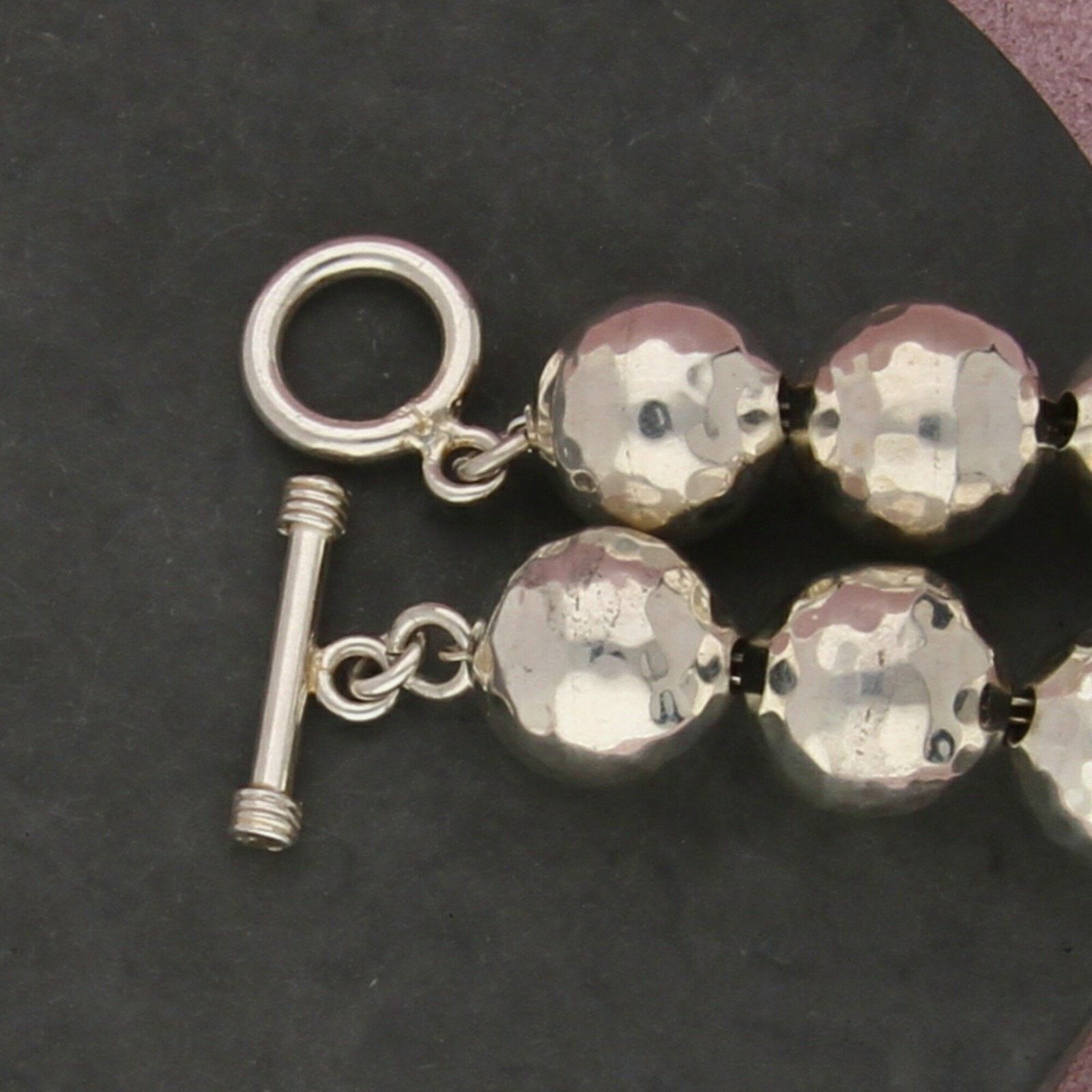 Sterling Silver sterling silver hammered bead chain bracelet size 6.75in Size ONE SIZE - 3 Thumbnail