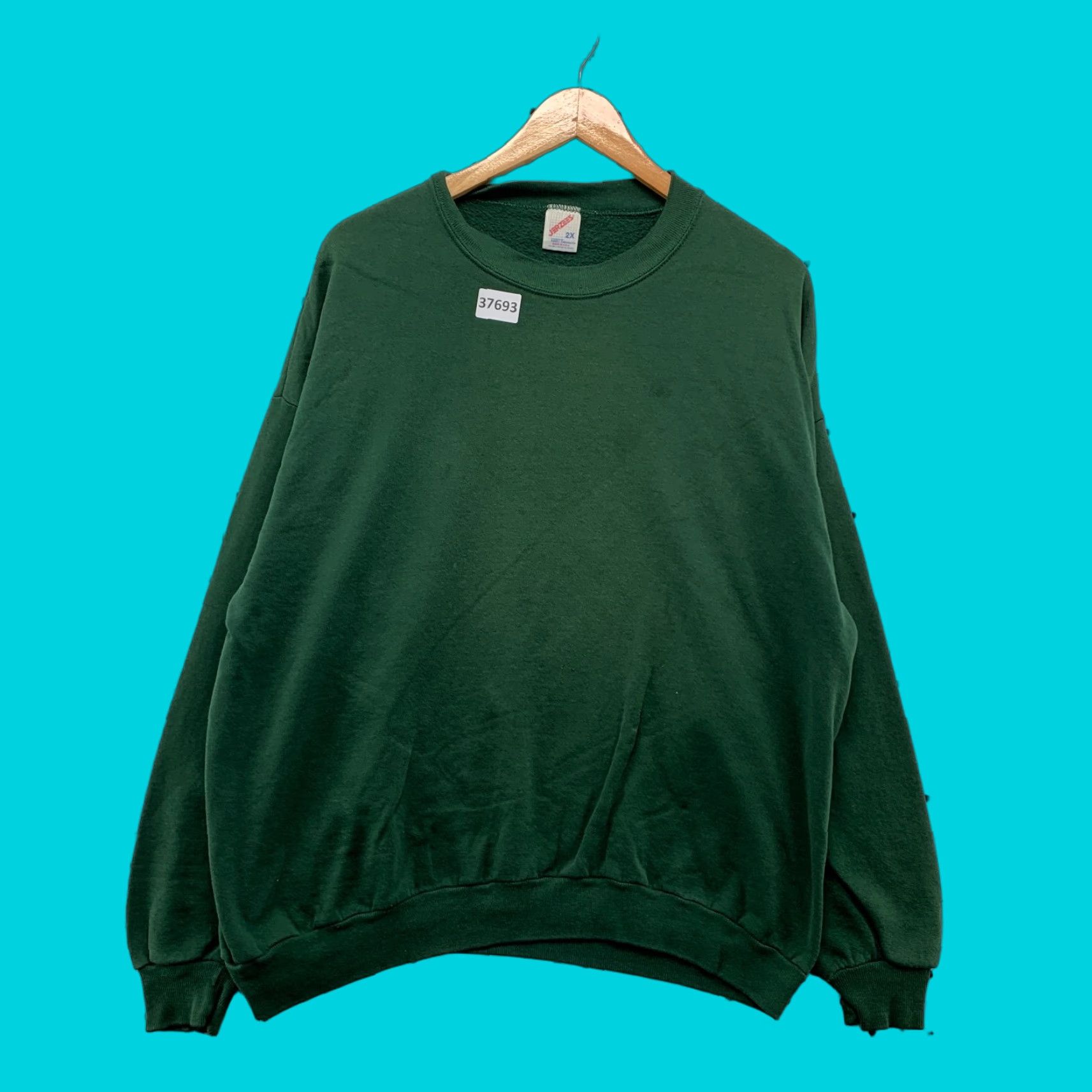 Jerzees VINTAGE Jerzees Sweatshirt Men 2XL Green USA Pullover 80s Blank Crewneck Size US XXL / EU 58 / 5 - 1 Thumbnail