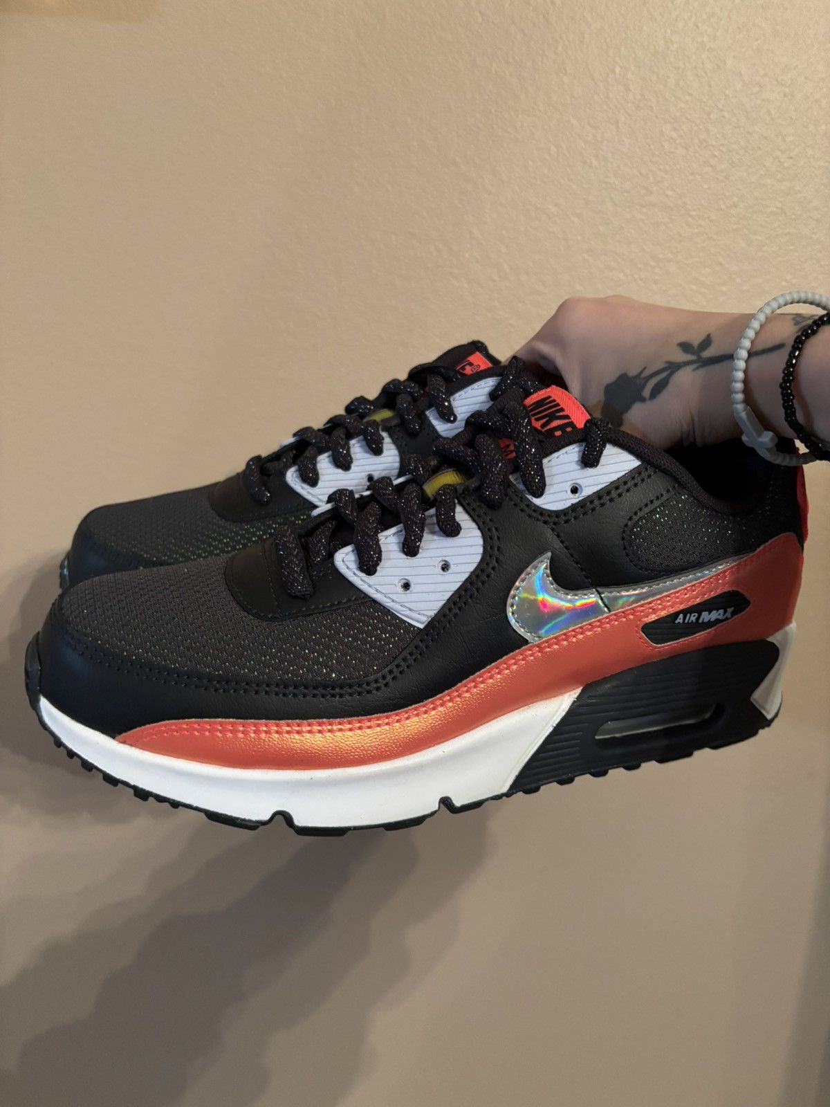 Nike Nike Air Max 90 FP GS 'Black Laser Crimson’ Size US 8.5 / IT 38.5 - 6 Thumbnail