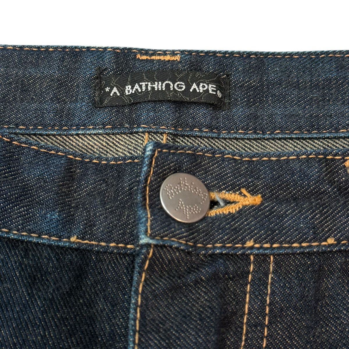 Bape A Bathing Ape Front Star Denim Straight Pants y2k Size US 31 - 4 Thumbnail