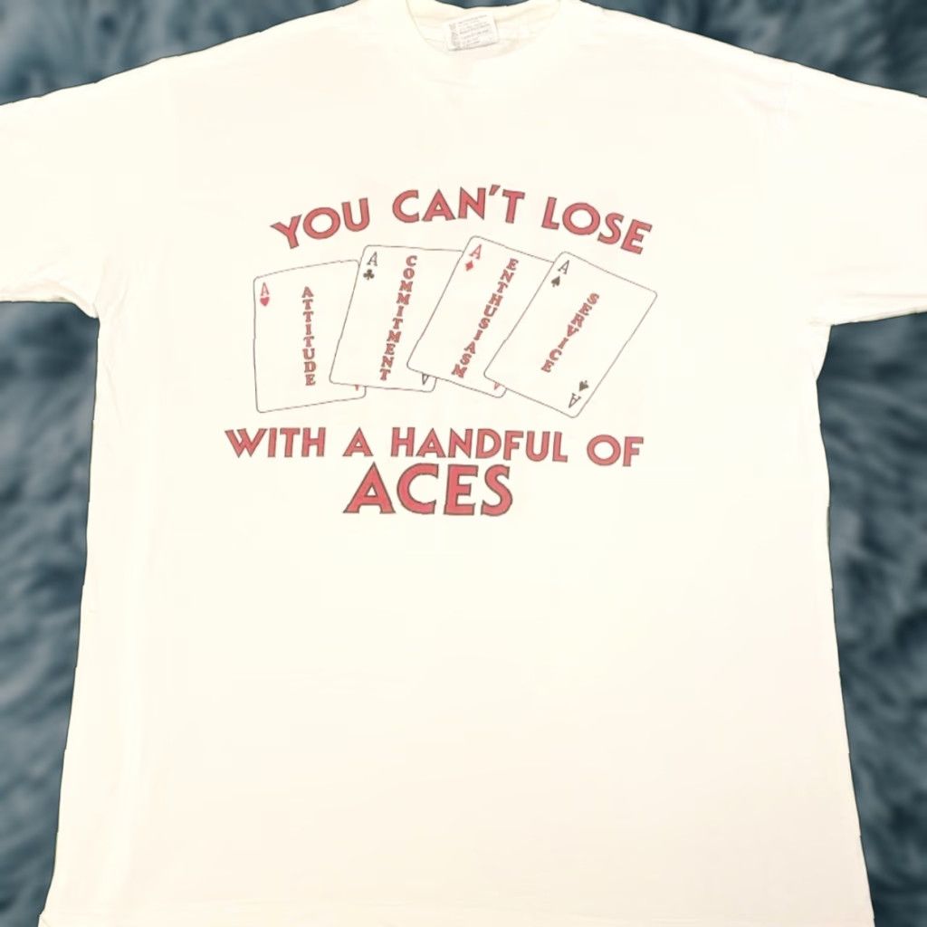 Vintage VINTAGE 90s USA Dream Team Can’t Loose Handful Of Aces Basketball VTG Shirt XL Mens White T-Shirt Size US XL / EU 56 / 4 - 1 Thumbnail