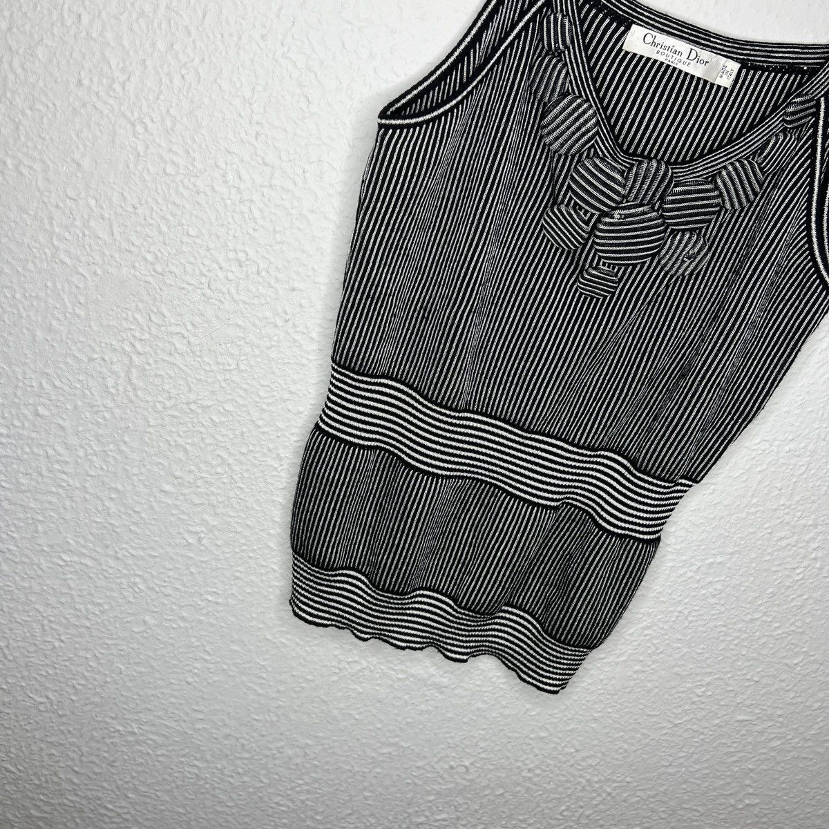 Christian Dior Monsieur Christian Dior Paris Vintage Top Striped Buttons Black White Size M / US 6-8 / IT 42-44 - 2 Thumbnail