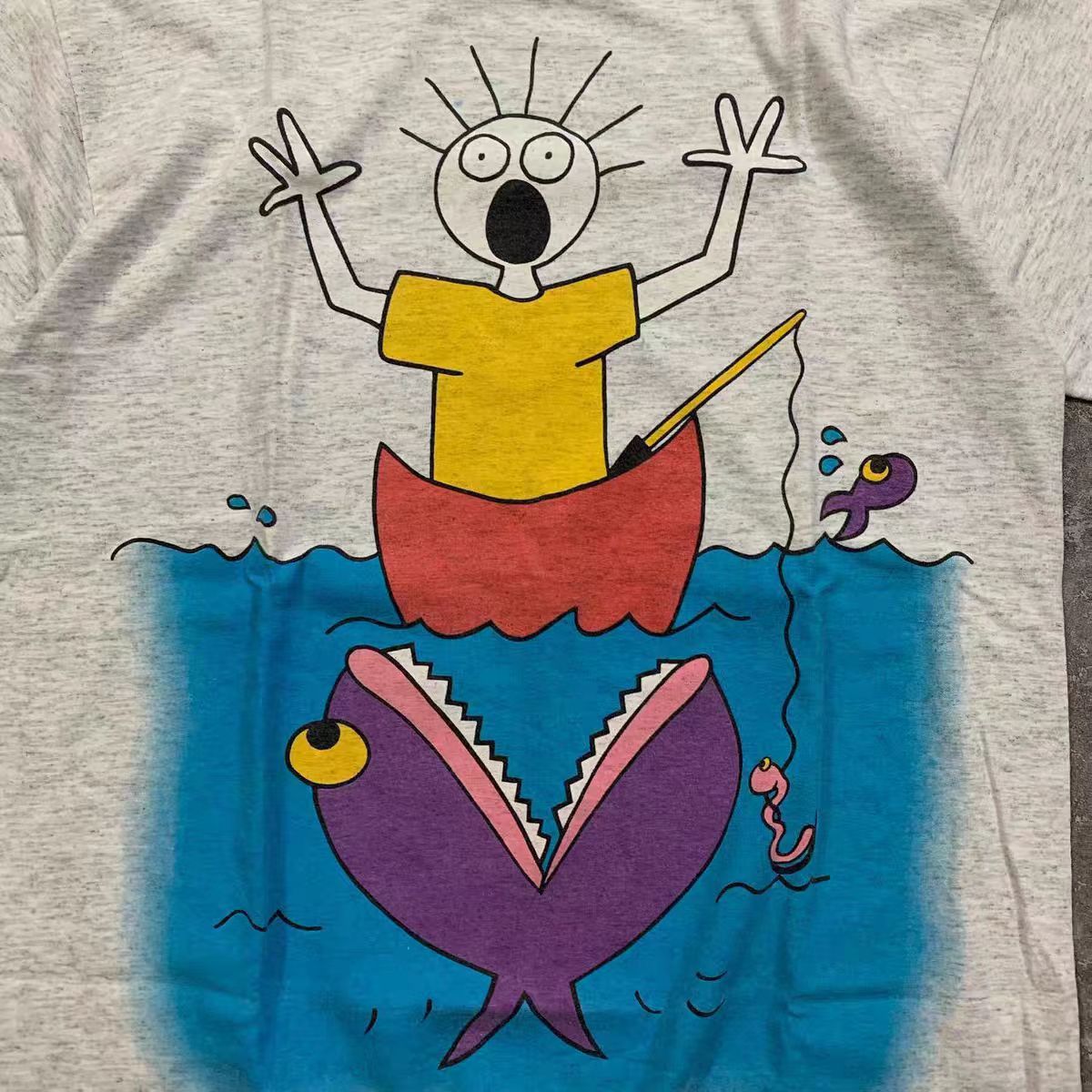 Vintage Gray washed retro cartoon print t-shirt Size US M / EU 48-50 / 2 - 2 Thumbnail