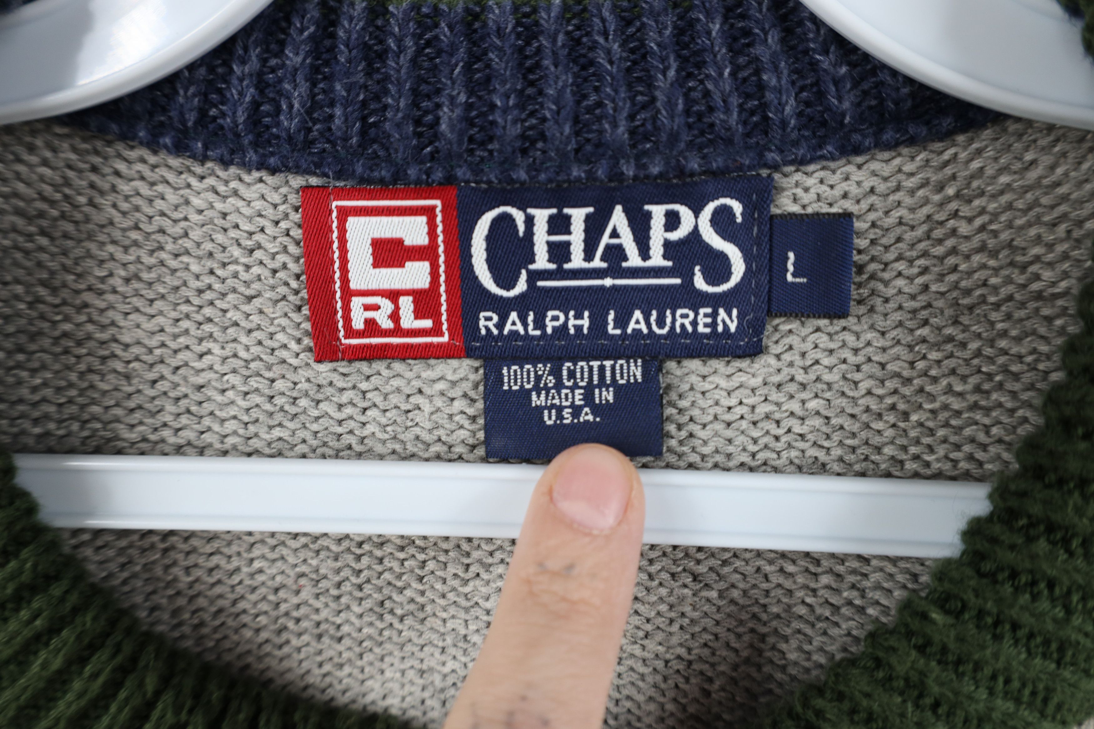 Ralph Lauren Vintage 90s Chaps Ralph Lauren Block Cable Knit Sweater Size US L / EU 52-54 / 3 - 4 Thumbnail