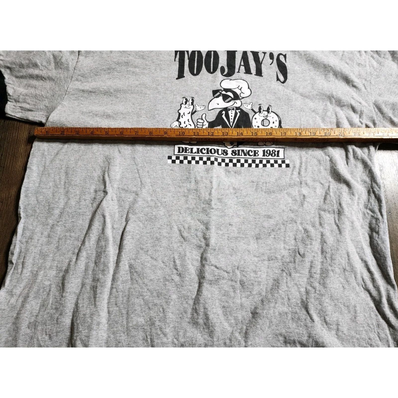 Port & Company Mens Port & Company T-Shirt 2XL TooJay's Deli Ringer Graphic Print Short Sleeve Crew Neck Gray 80s Florida Restaurant Mens Size US XXL / EU 58 / 5 - 4 Thumbnail