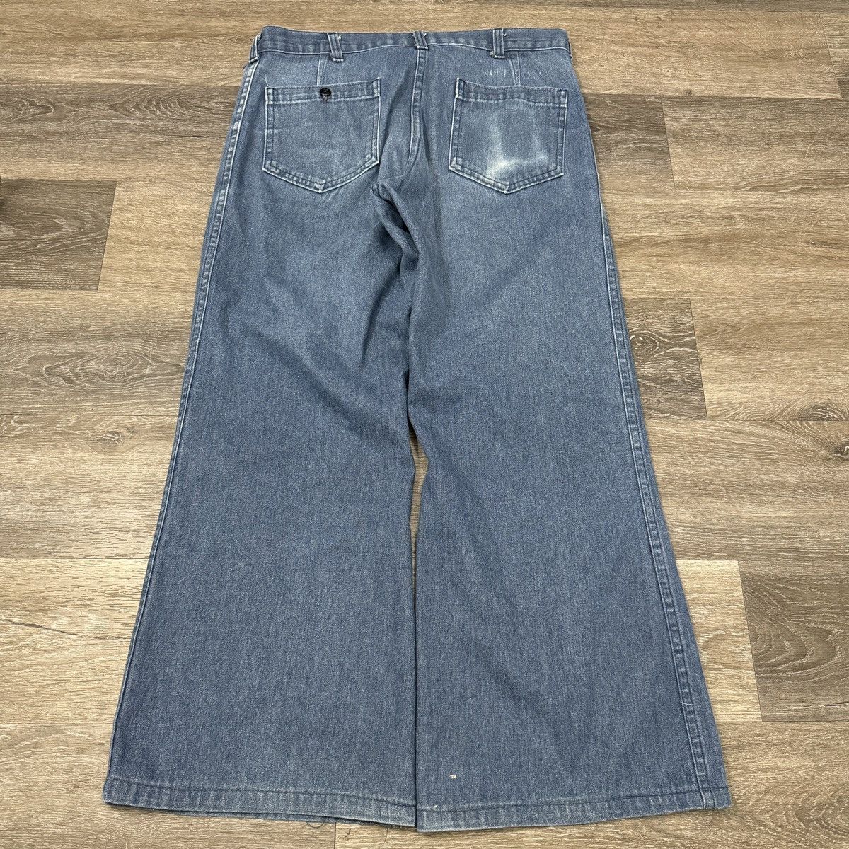 Japanese Brand Rare Vintage 1970s Navy Dungaree bell bottom pants Size 34" / US 12 / IT 48 - 2 Thumbnail