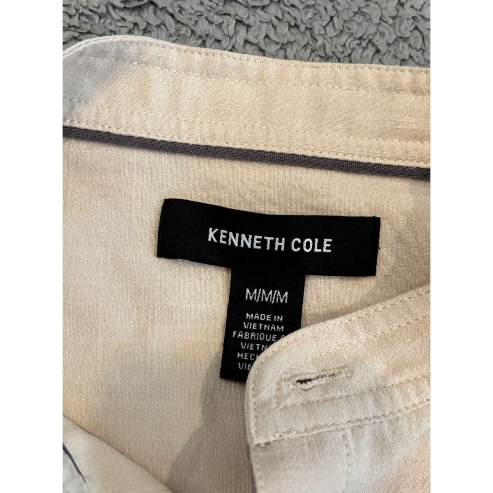 Kenneth Cole Kenneth Cole Shirt Mens Medium Beige Rayon Blend Band Collar Lightweight Office Dress Shirt Long Sleeve Button Cuff Mens Regular Prime Size US M / EU 48-50 / 2 - 2 Thumbnail