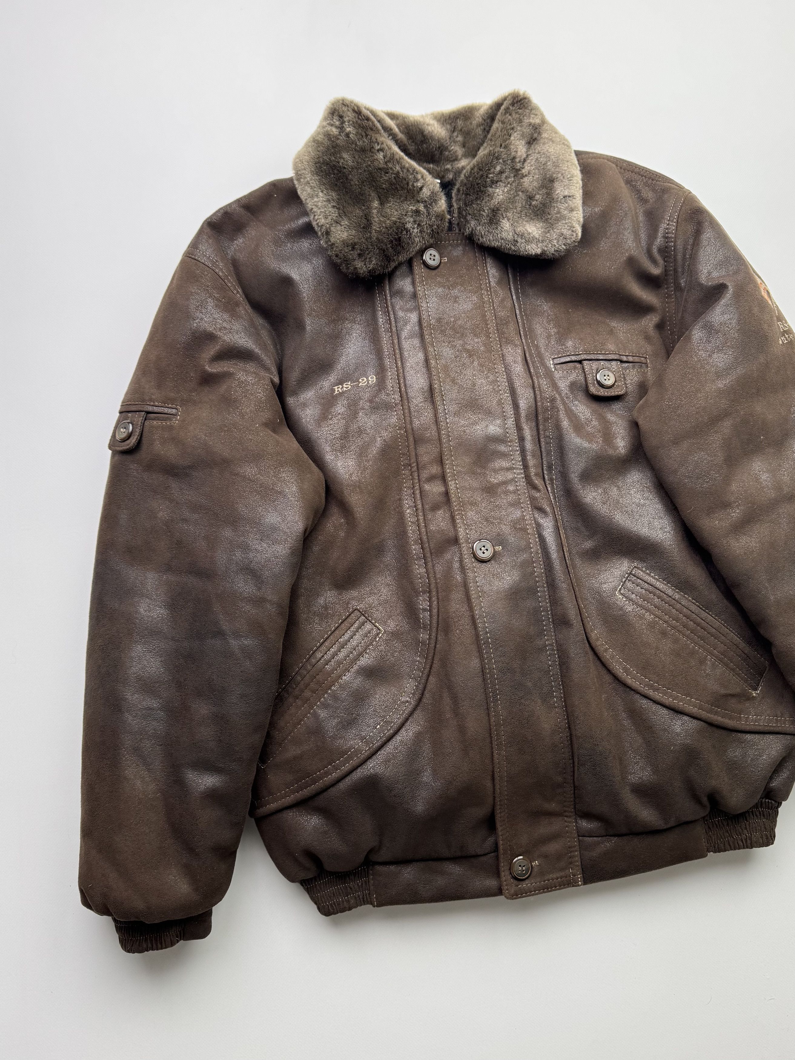 Japanese Brand Vintage Bomber Jacket With Faux Fur Neck B522(V179)E2 Size US XXL / EU 58 / 5 - 2 Thumbnail