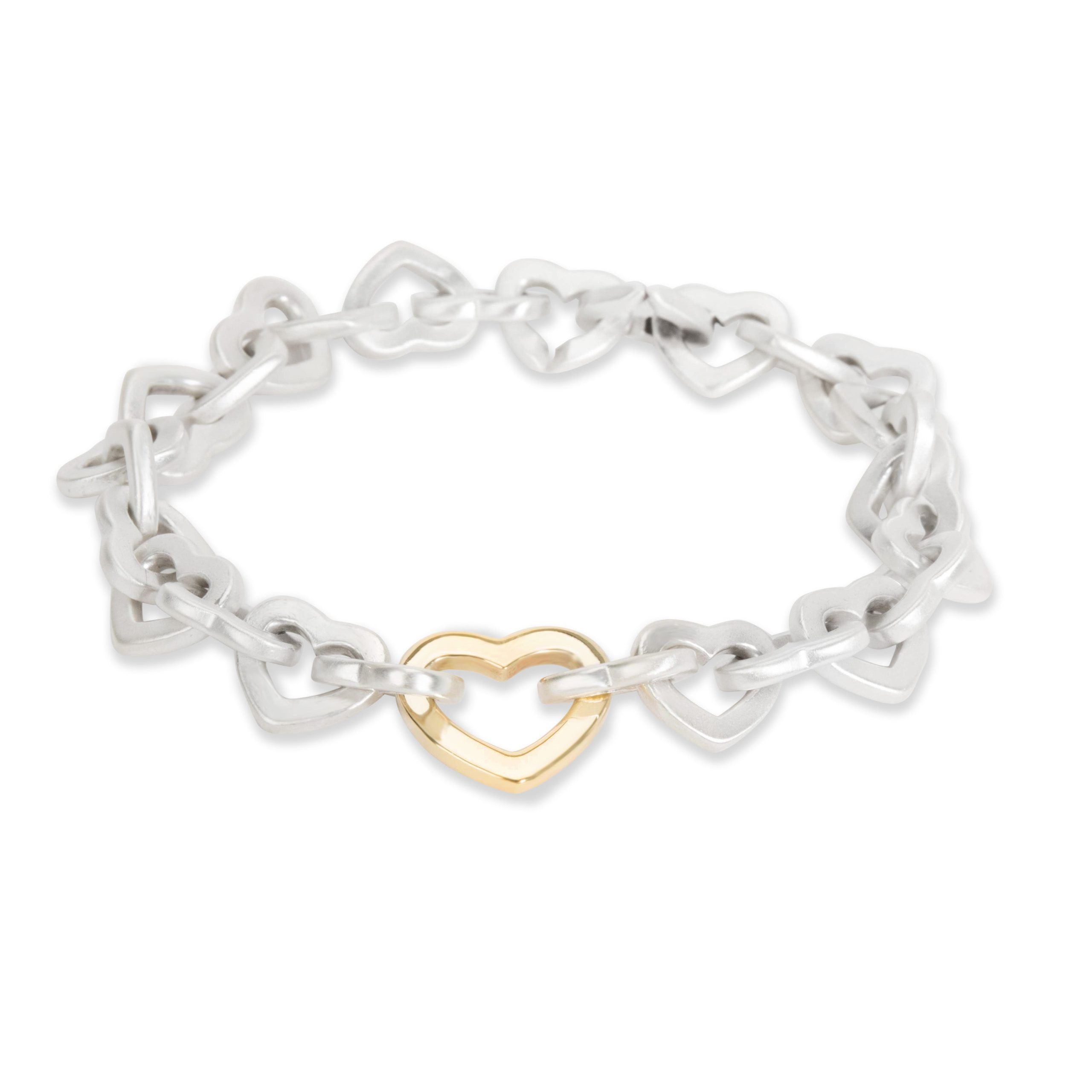 Tiffany & Co. Open Heart Links Bracelet in 18K Yellow Gold/Sterling Silver