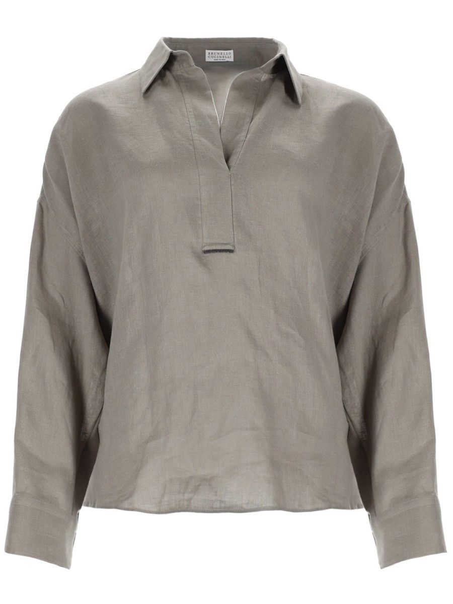 Brunello Cucinelli BRUNELLO CUCINELLI LINEN SHIRT - GREEN Size M / US 6-8 / IT 42-44 - 1 Thumbnail