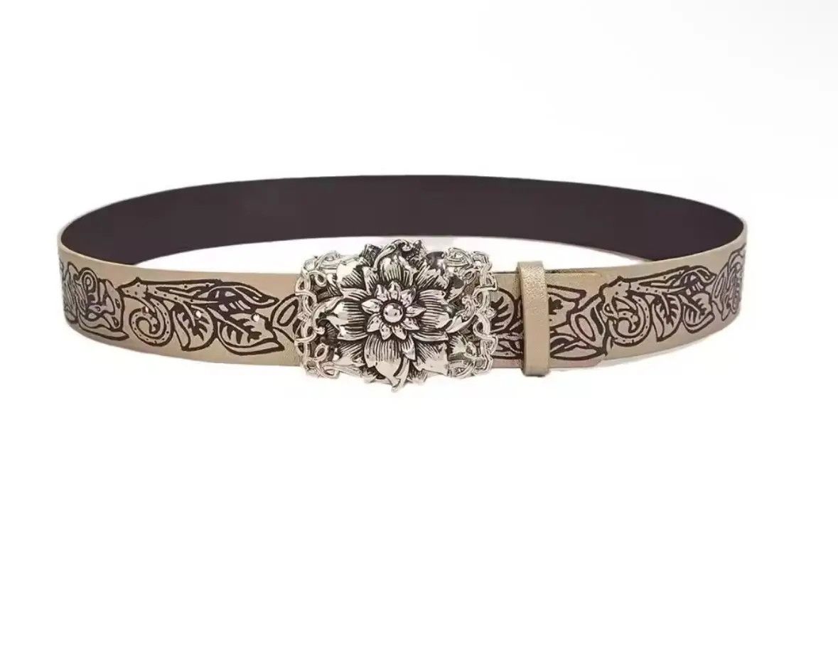 Other Unisex Trendy Gothic Punk Rose Buckle Belt Size ONE SIZE - 4 Thumbnail