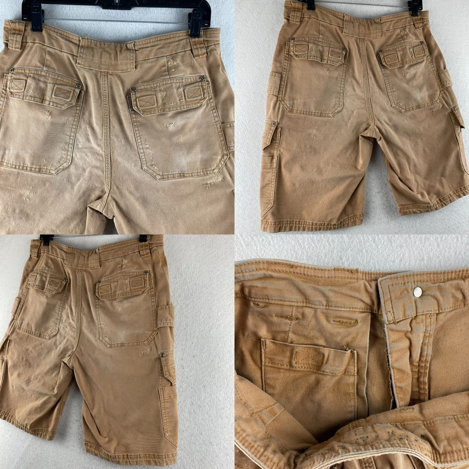 CO Duluth Cargo Shorts Mens 34 Beige Canvas Outdoors Distressed Cargo Pocket Mid Rise 12in Regular Mens Size US 34 / EU 50 - 10 Thumbnail