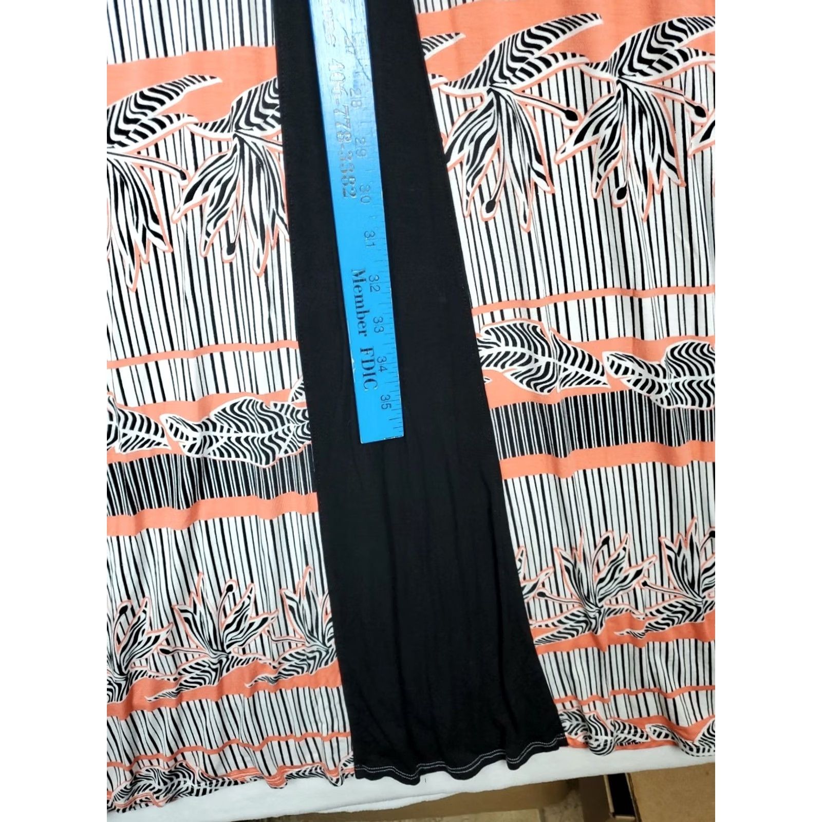 Ellen Tracy Ellen Tracy Women's Dress A-Line Maxi Kaftan V-Neck Cap Sleeve Multicolor Stripes & Floral Casual Formal L XL Coral Black Size L / US 10 / IT 46 - 7 Thumbnail