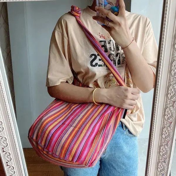 Japanese Brand Bohemian Canvas Shoulder Crossbody Bag Size ONE SIZE - 1 Thumbnail
