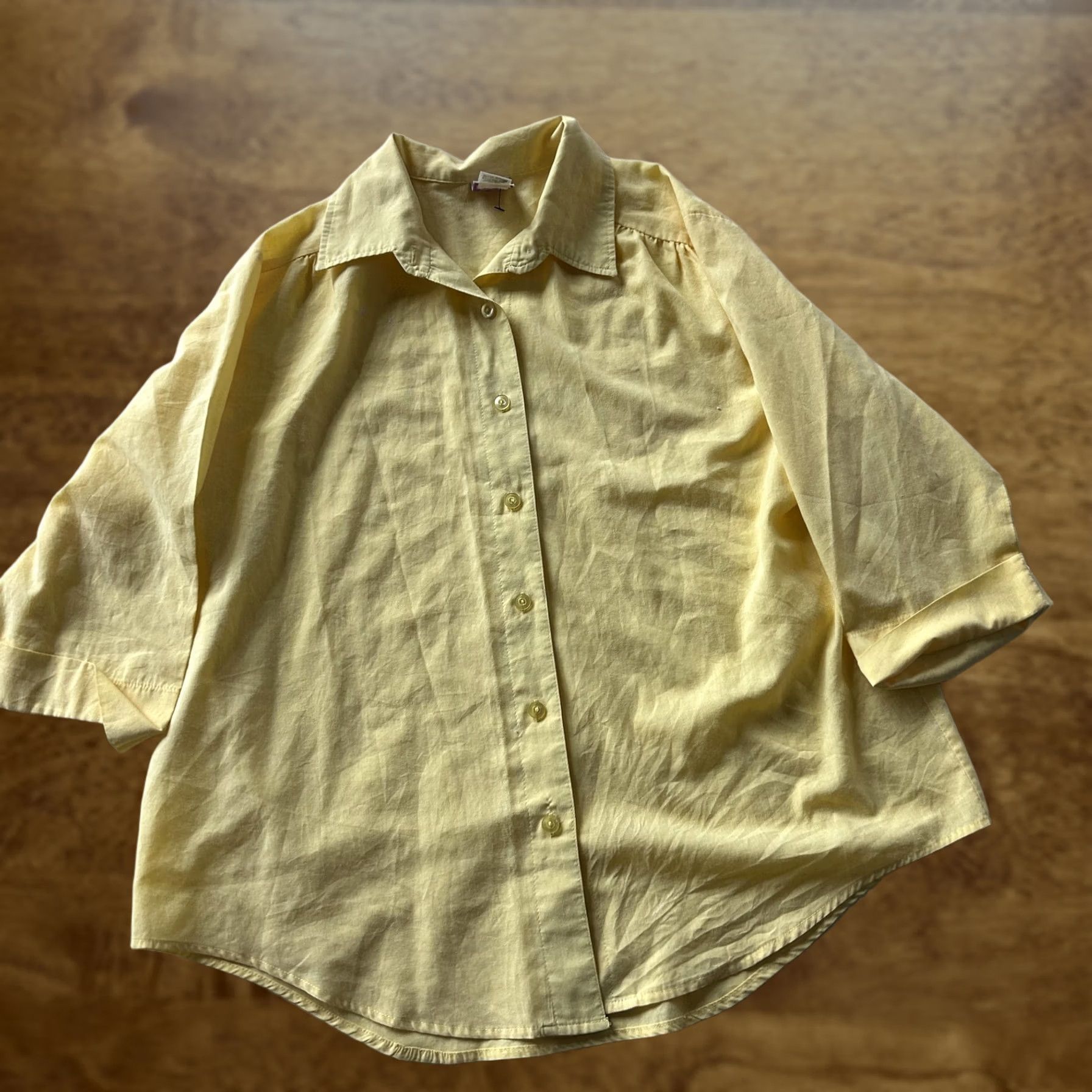 Vintage Sue Scott Shirt Womens Small Yellow Button-Up 3/4 Sleeve Collared Top Casual Size S / US 4 / IT 40 - 1 Thumbnail