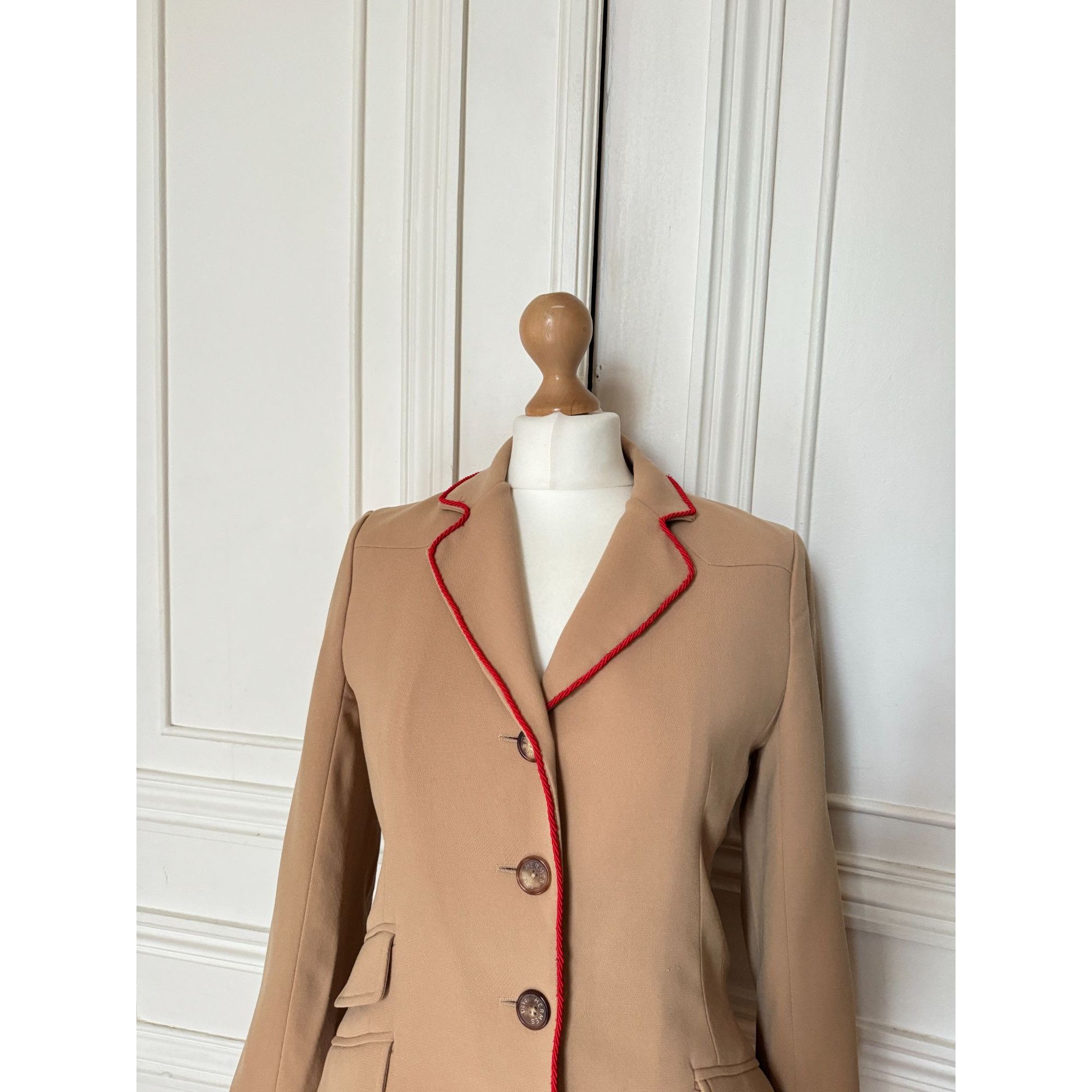 Hermes Vintage Beige Wool Blazer Size S / US 4 / IT 40 - 2 Thumbnail