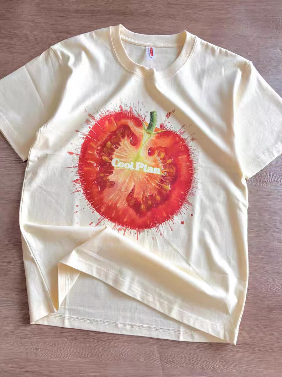 Vintage Beige washed retro tomato pattern t-shirt Size US M / EU 48-50 / 2 - 1 Thumbnail