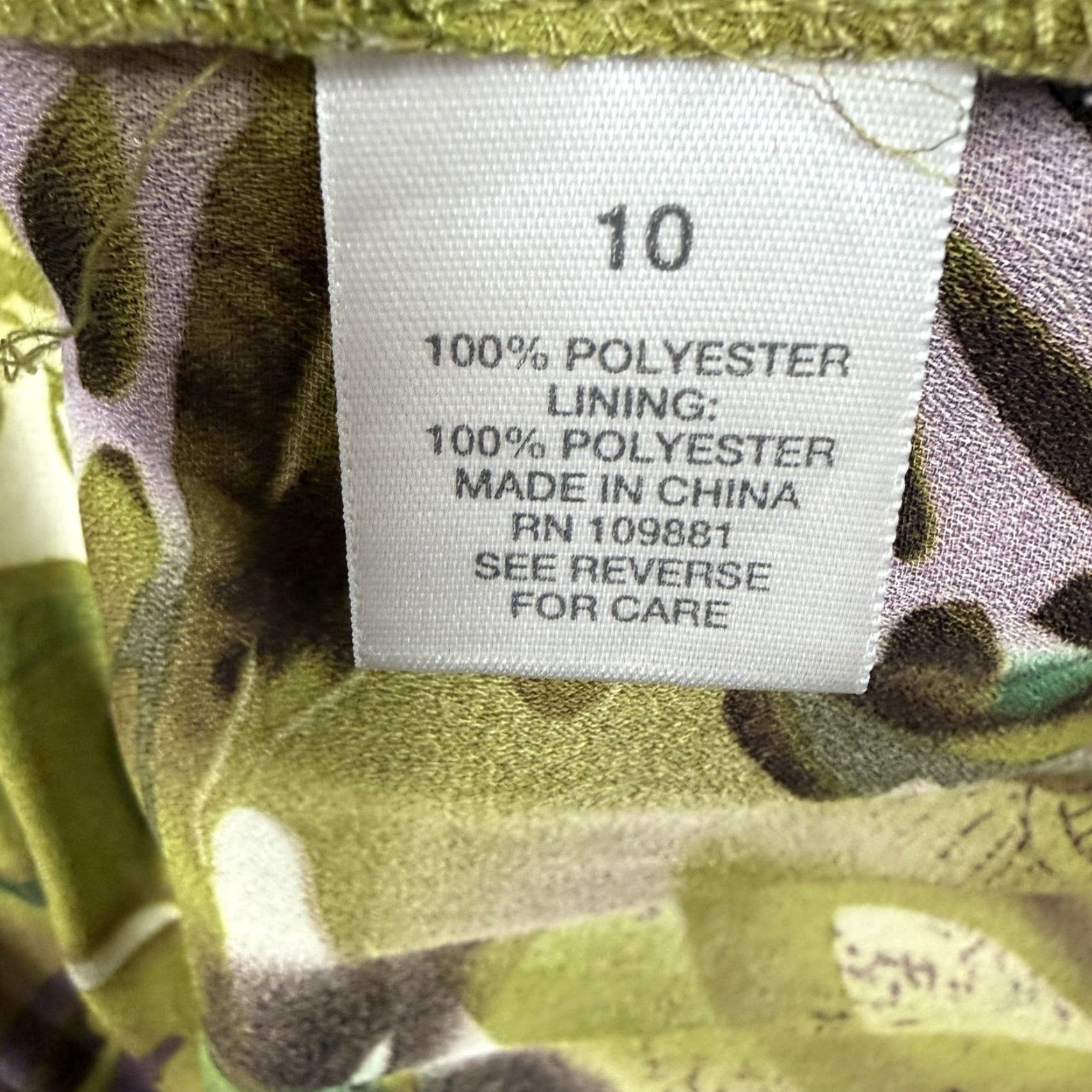 Vintage Dressbarn Dress 10 Green Tropical Floral Ruffled Pleated Earthy Lagenlook Size L / US 10 / IT 46 - 5 Thumbnail