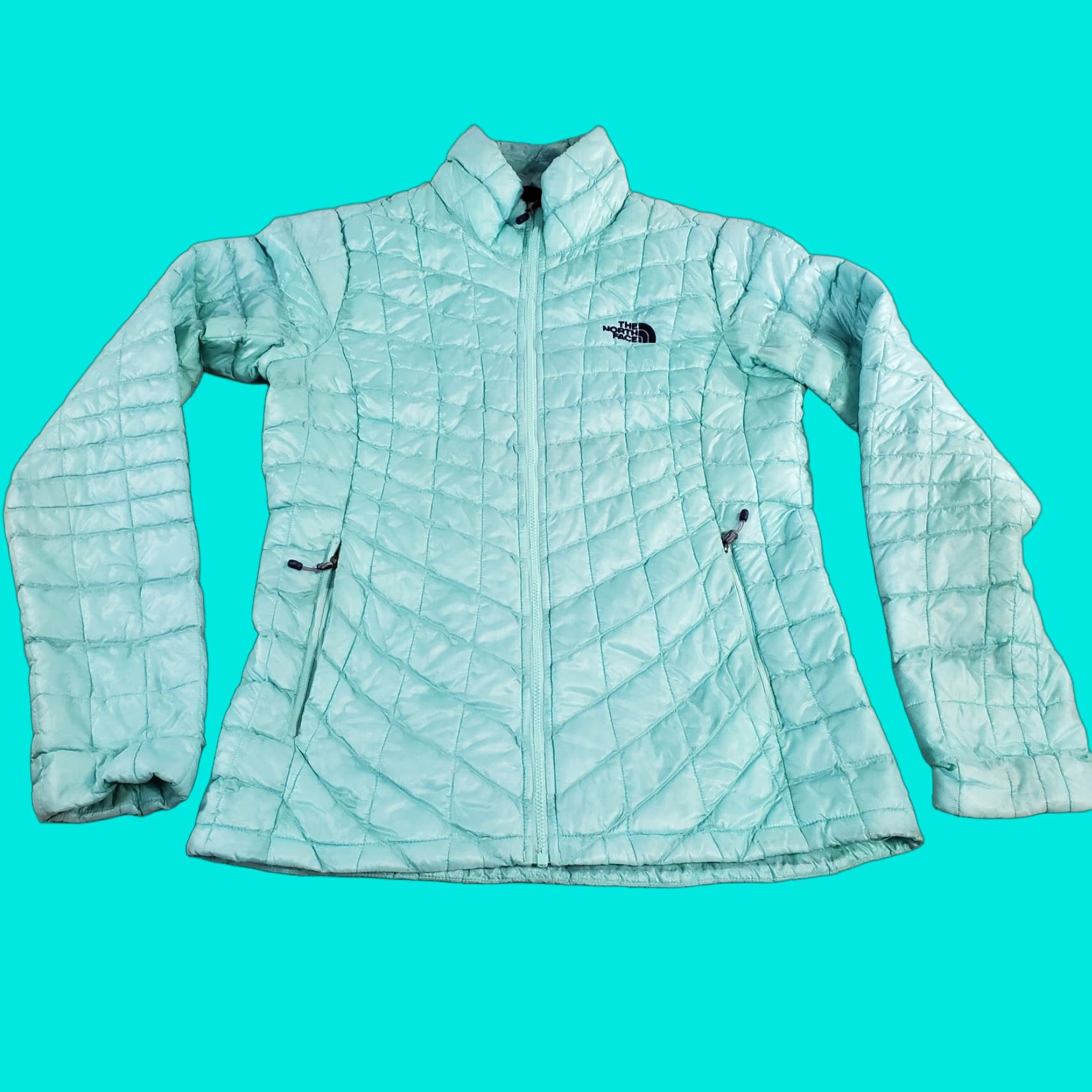 The North Face Jacket Womens Small Green Thermoball Puffer Quilted Windbreaker Womens