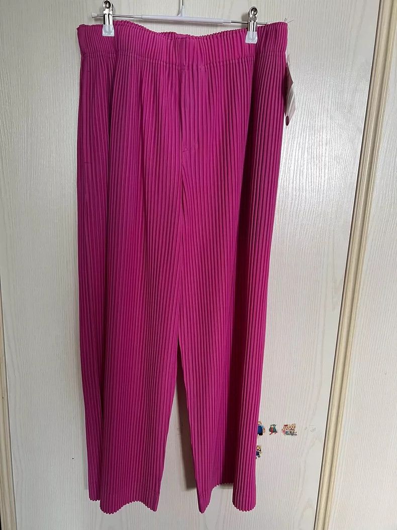 Issey Miyake size:1 Rose-red pleated trousers
