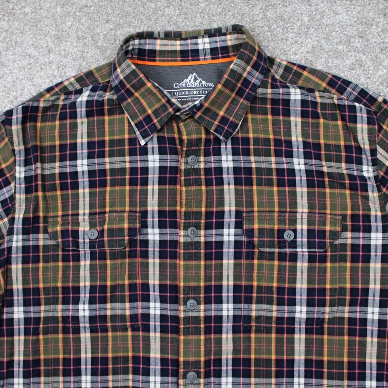 Croft & Barrow Croft & Barrow Quick Dry Shirt Mens Large Red/Blue/White Cotton Stretch S/S Button-Up Casual Travel Modern Graphic Print Size US L / EU 52-54 / 3 - 5 Thumbnail