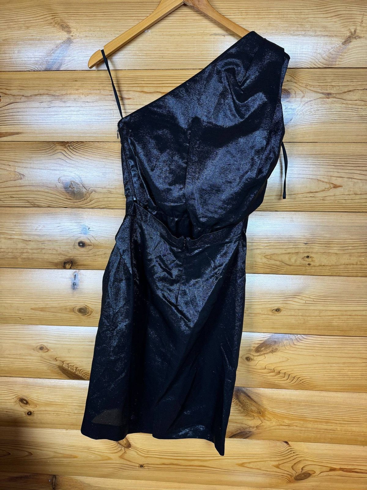 Dsquared2 DSQUARED2 One Shoulder Silk Blend Dress Black NWT IT 40 Size M / US 6-8 / IT 42-44 - 4 Thumbnail