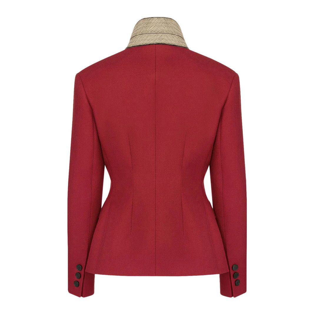 Dior DIOR $4700 Red Wool/Silk FItted Jacket New & Authentic (Wome Size XS / US 0-2 / IT 36-38 - 2 Thumbnail