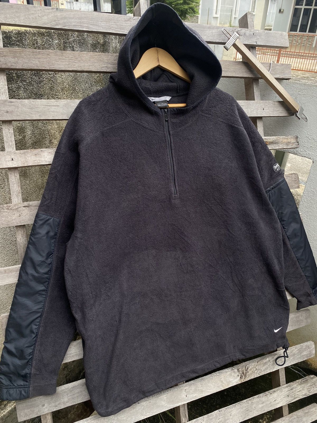 Nike ❗️Oversizes ❗️ Vintage 90s Nike Half Zip Black Fleece Hoodie Size US XXL / EU 58 / 5 - 3 Thumbnail