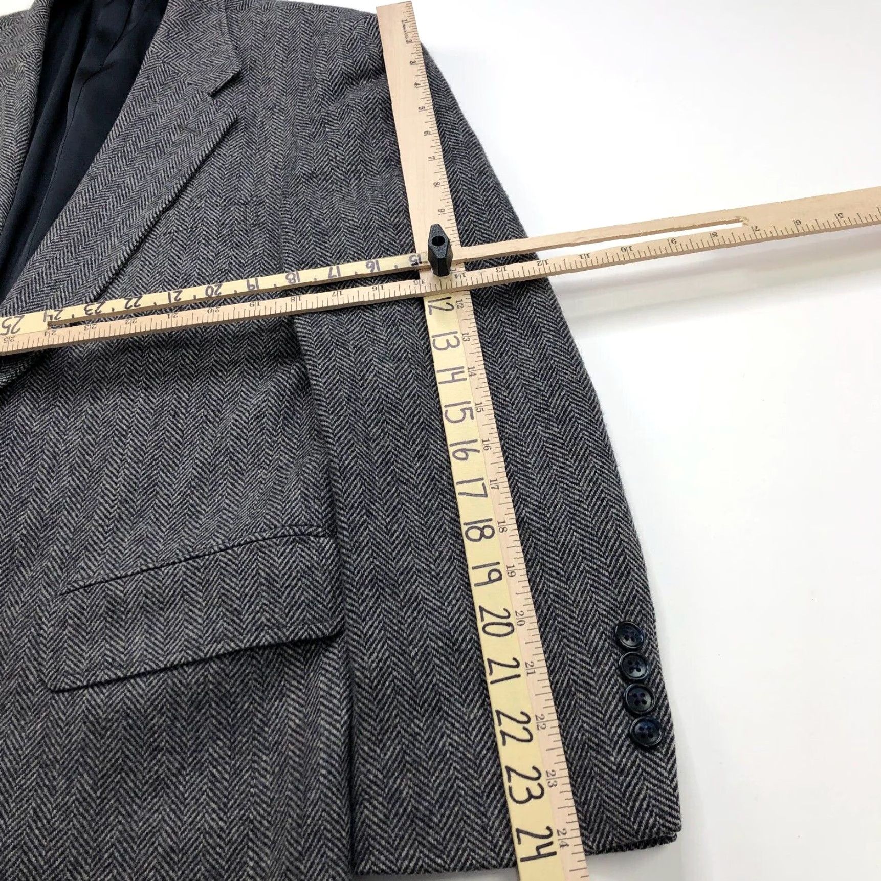 Lands' End Lands' End Sport Coat Jacket Gray Blue Lambswool Herringbone 42R Notch Single-Breasted Wool Men Coat, 2-Button Front, Regular Fit, Dry Clean Only Size US XS / EU 42 / 0 - 7 Thumbnail