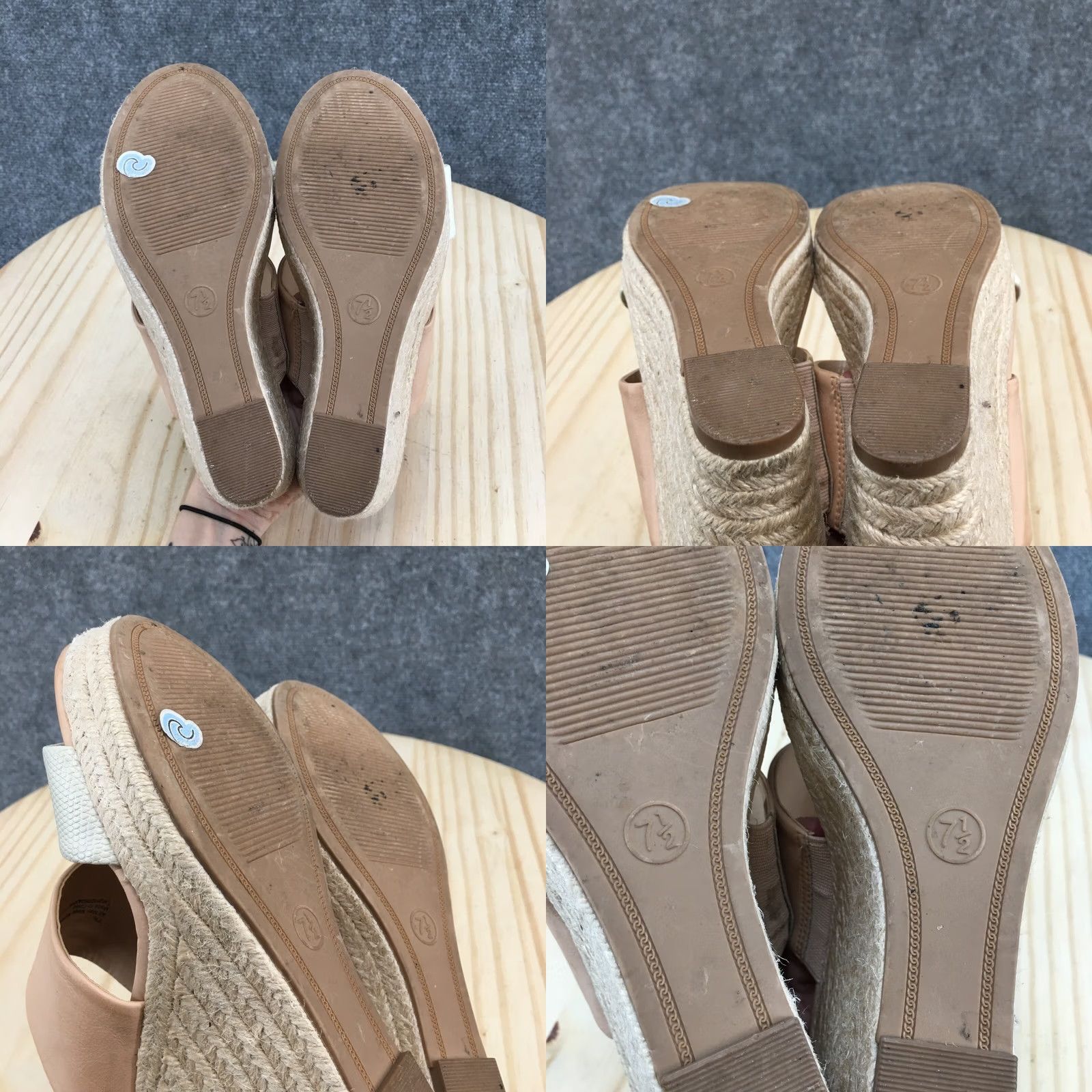 Vintage A New Day Sandals Womens 7.5 Adelina Espadrille Brown Faux Leather Wedge Heels Size US 8 / IT 38 - 9 Thumbnail
