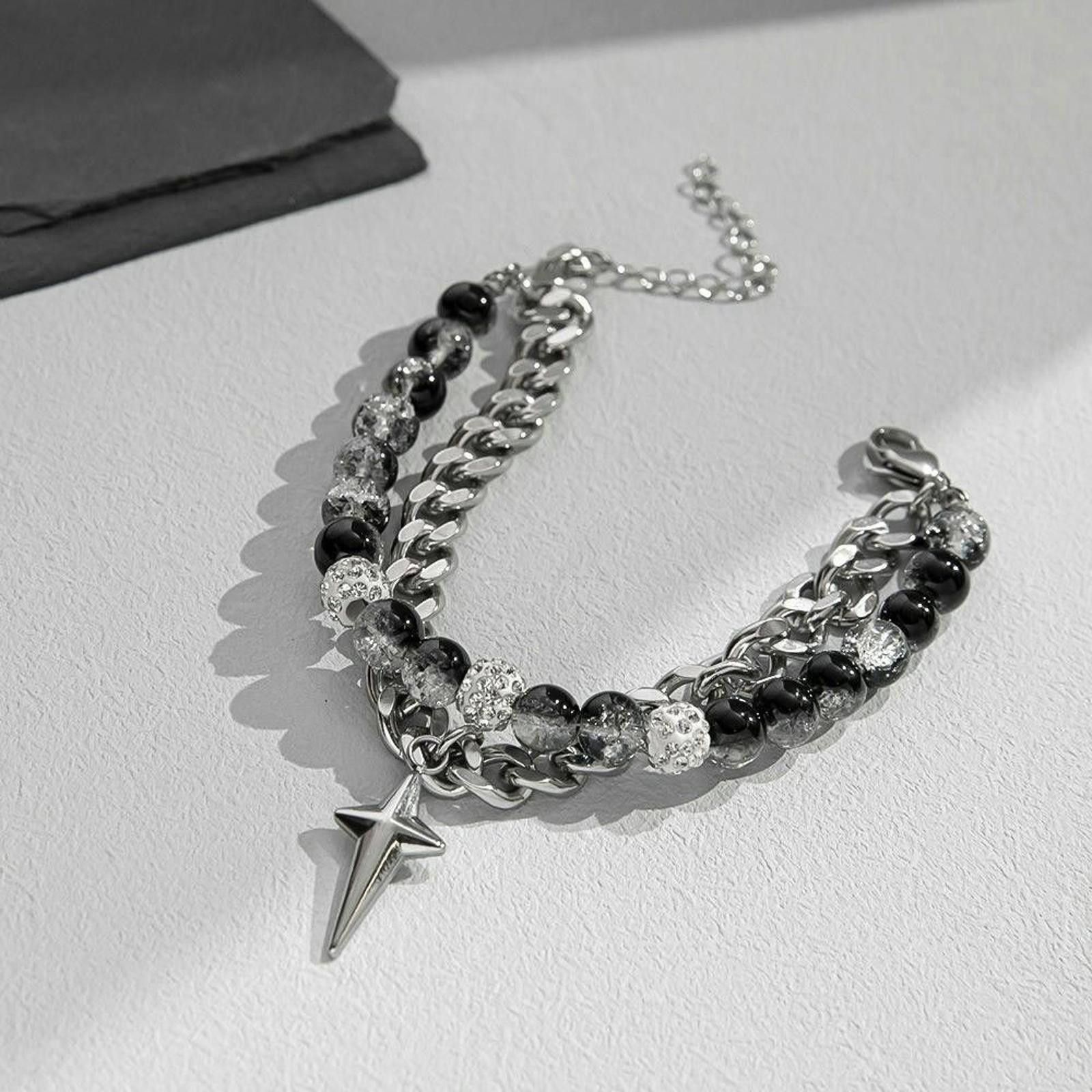 Jewelry STAR Gemstone Layered Chain Link Bracelet Size ONE SIZE - 3 Thumbnail