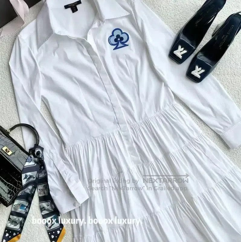 Louis Vuitton Louis Vuitton White Cotton Dress for Women . Size XXS / US 00 / IT 34 - 4 Thumbnail
