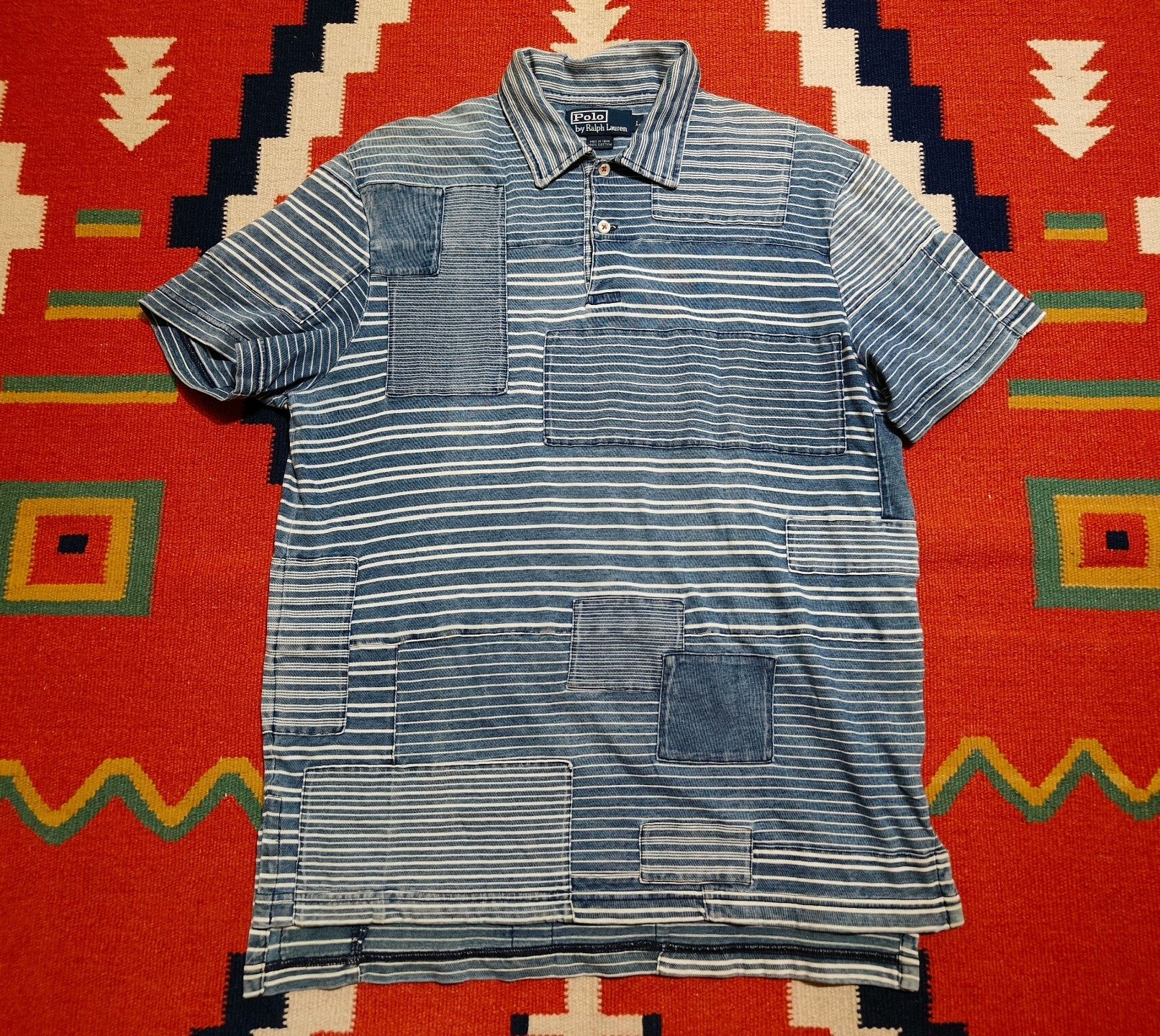 RRL Ralph Lauren Polo Ralph Lauren Patchwork Short Sleeve Tee Size US L / EU 52-54 / 3 - 1 Thumbnail