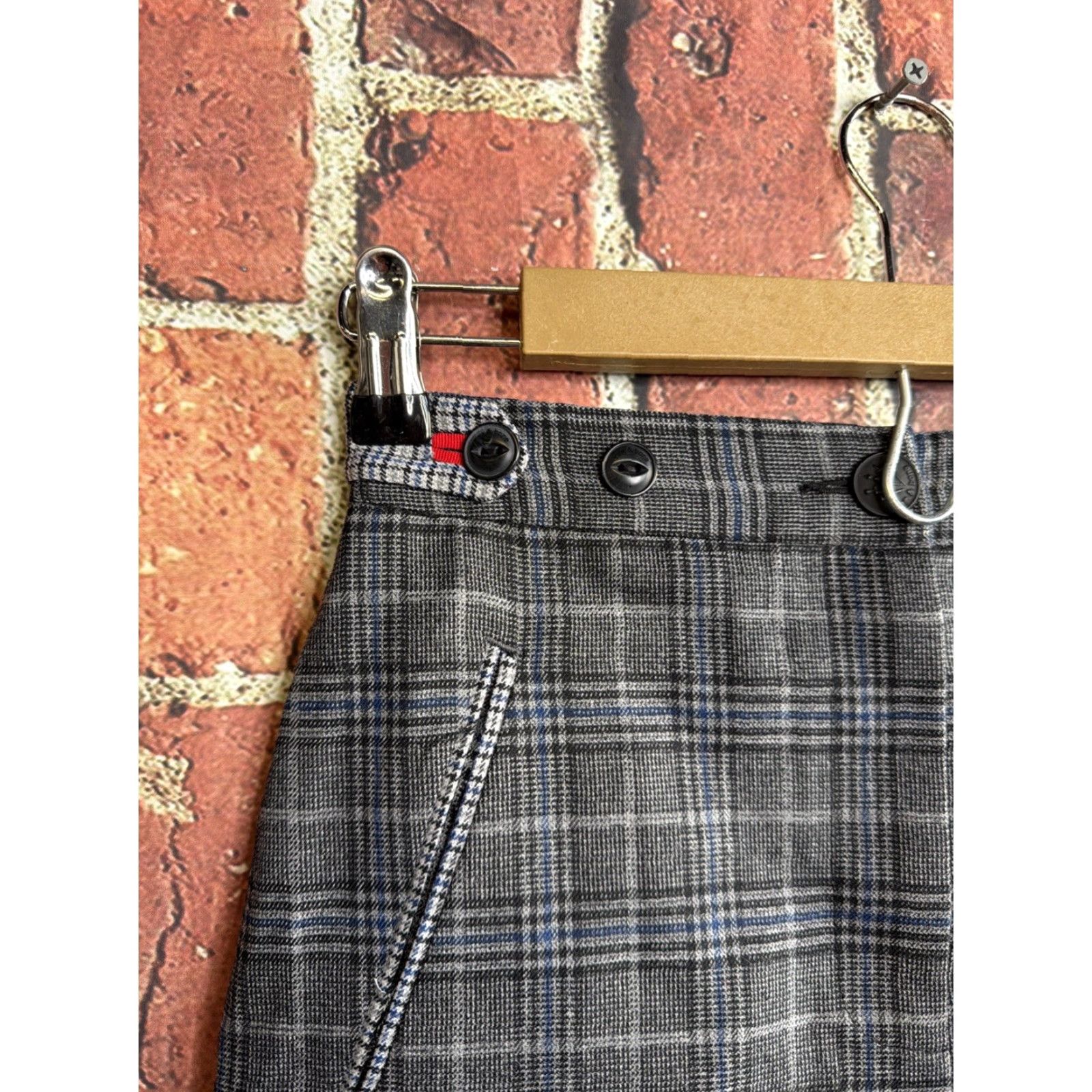 Rag & Bone rag & bone Skirt Women 0 Gray Plaid Wool Blend Elastic Waist Above Knee Straight & Pencil, City Minimalist Dark Academia Goth Grunge Winter Size 25" / US 0 / IT 36 - 2 Thumbnail
