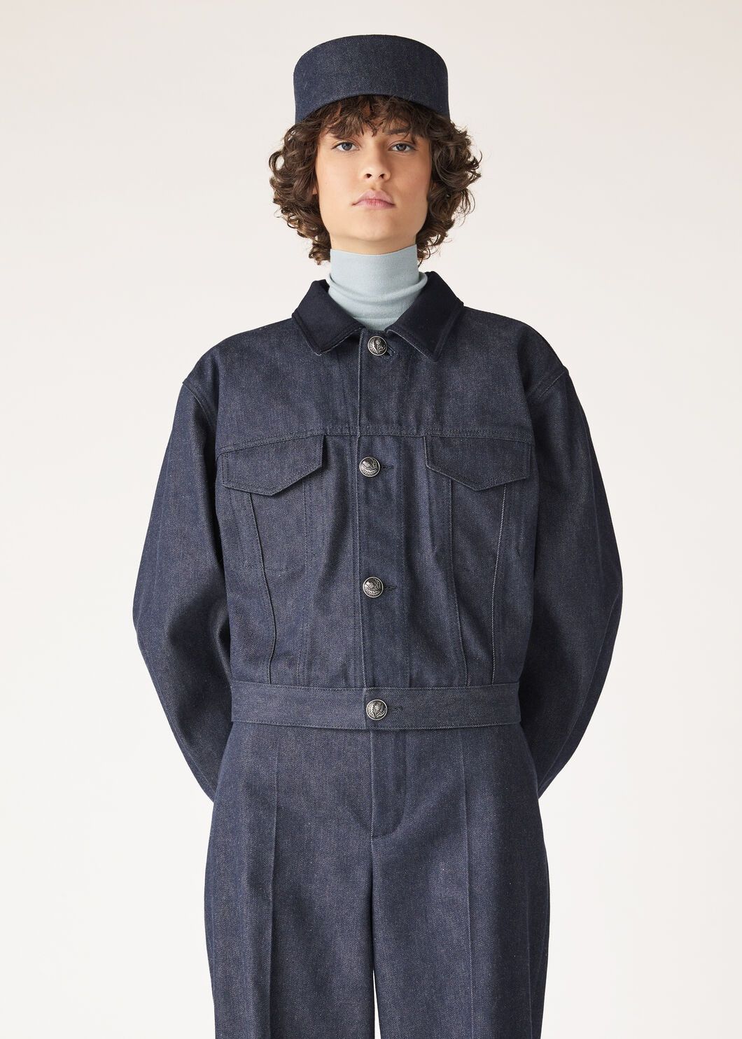 Loro Piana o1srvl11e0825 FAO4183 Coralie Trucker Jacket in Blue Size M / US 6-8 / IT 42-44 - 4 Thumbnail