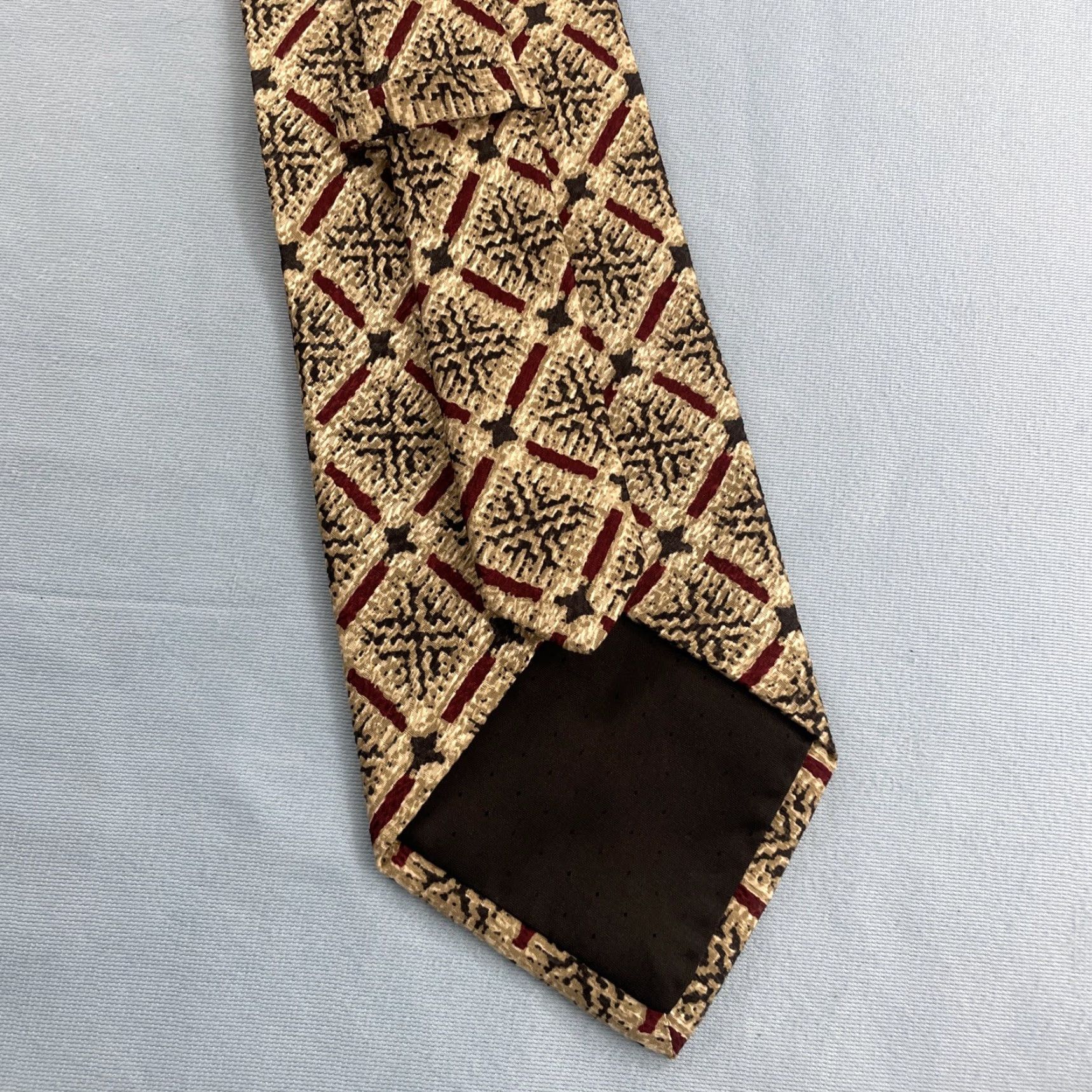Vintage VINTAGE Pavone Tie 4x56 Adult Men 56" Silk ITALY Green Red Tan Geometric Christmas Western Handmade Necktie Size ONE SIZE - 7 Thumbnail